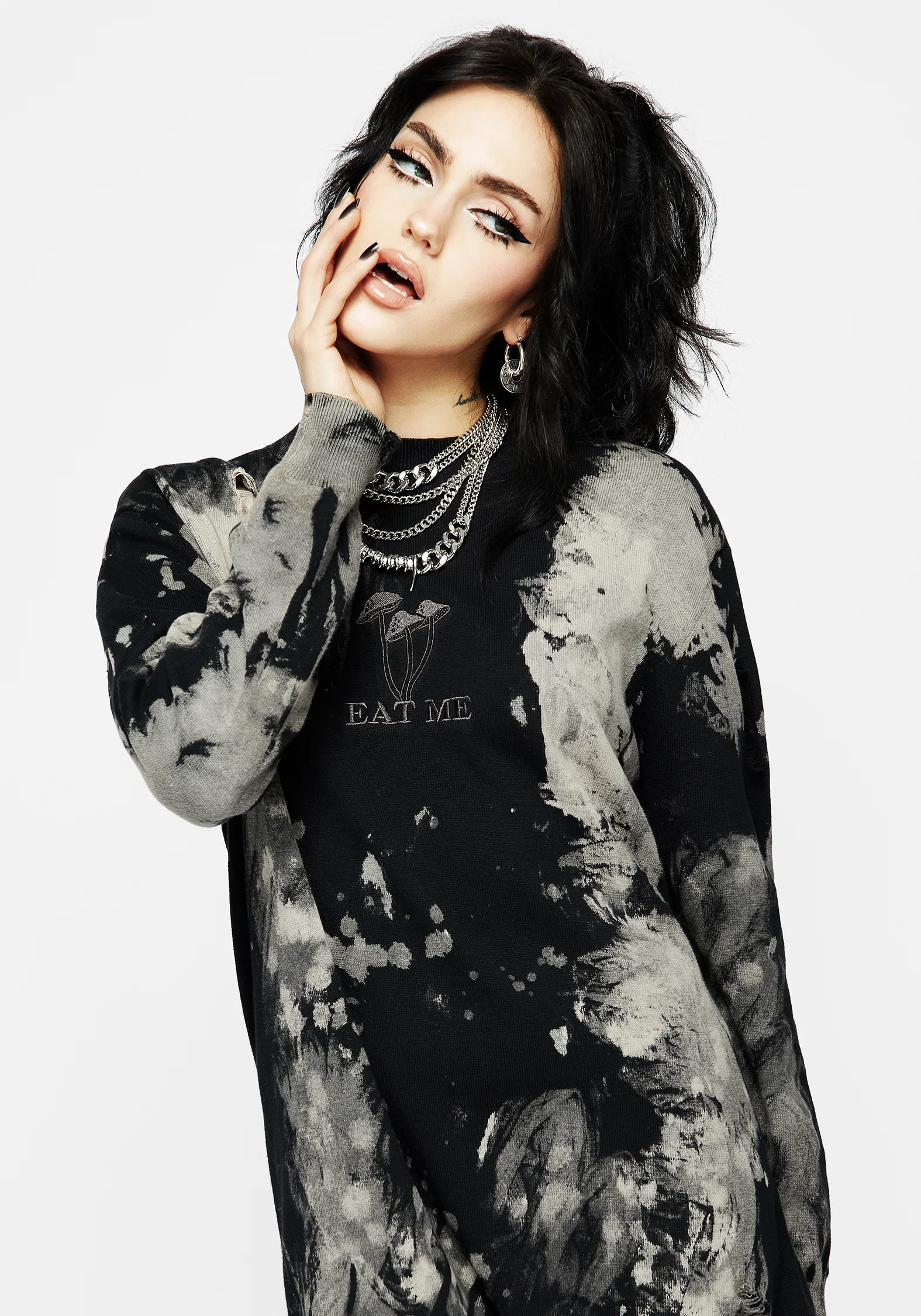 Enigma Embroidered Distressed Knit Jumper - Image 5