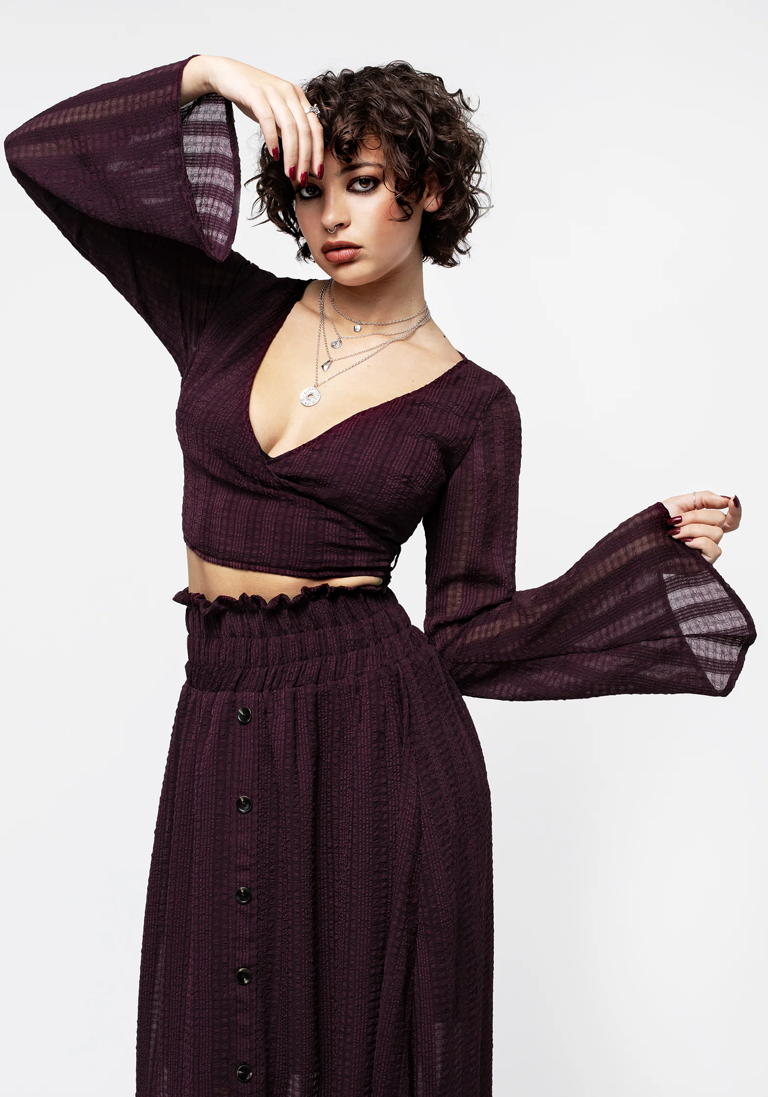 Enola Bell Sleeve Co-ord Wrap Top - Image 4