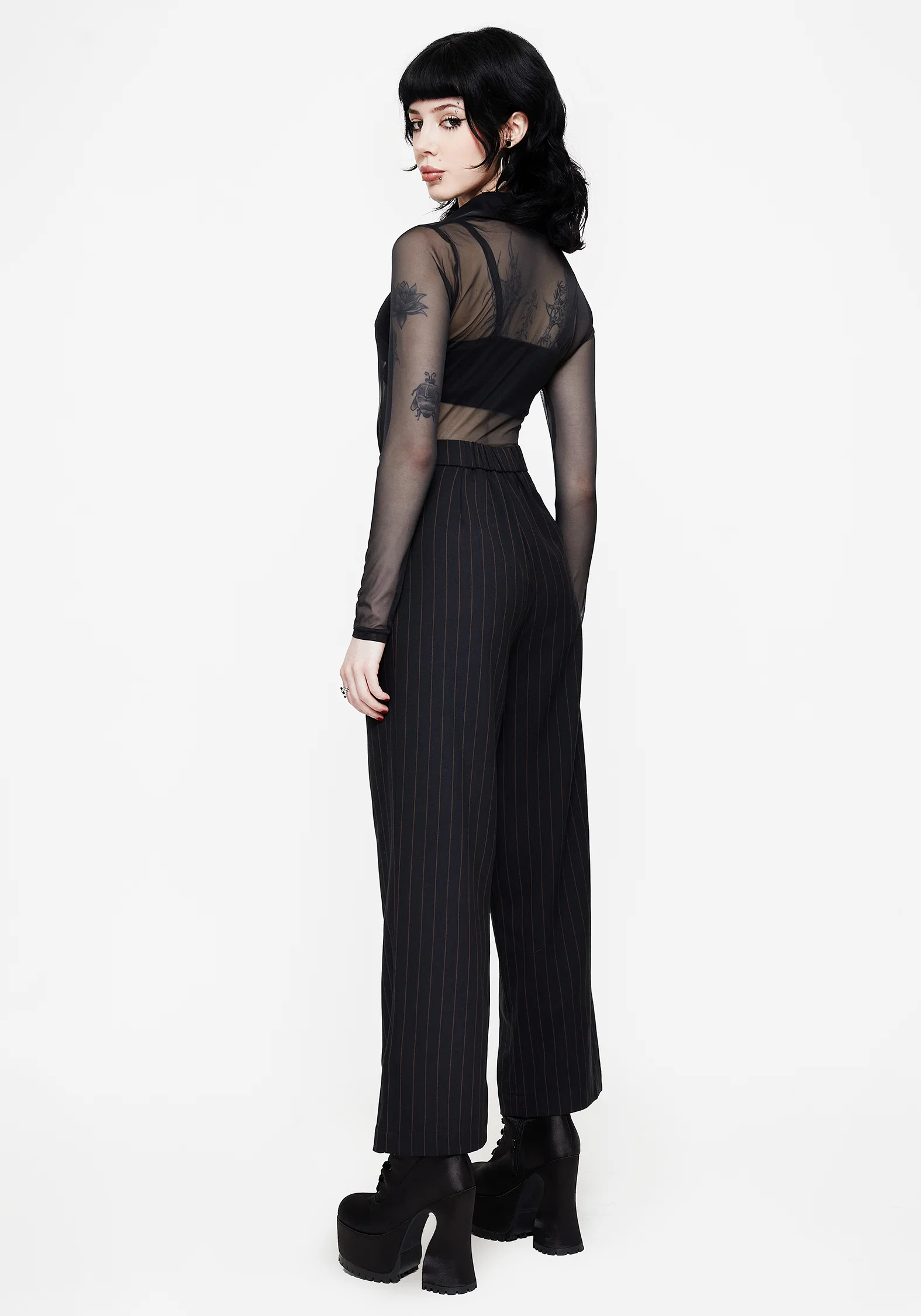 Enyo Belt Detail Stripe Wide Leg Trouser - Image 3