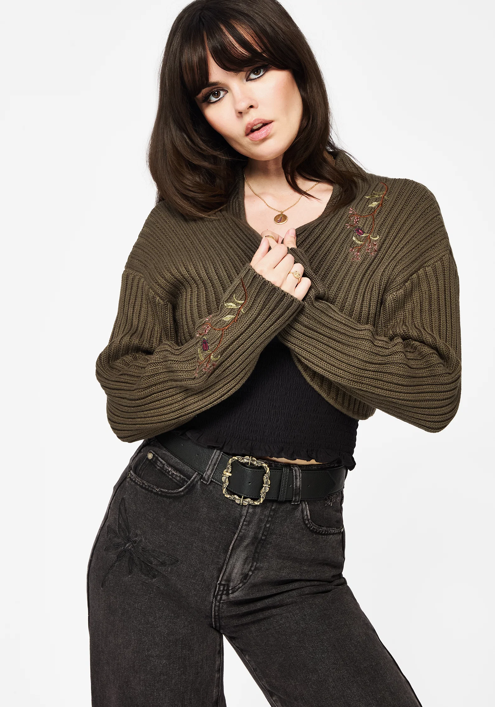Ergot Cotton Floral Embroidered Bolero - Image 5