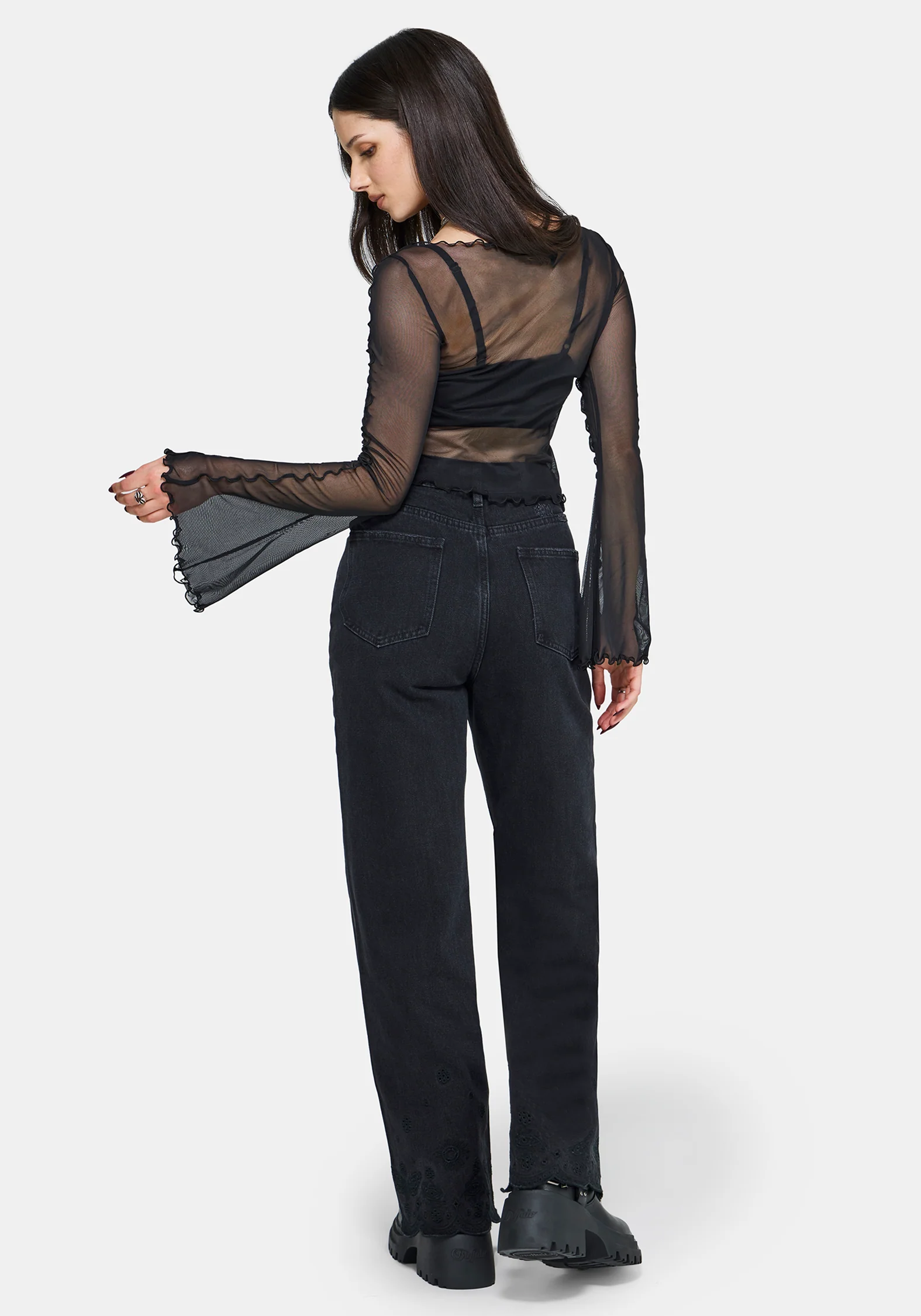 Erika Long Sleeve Seamed Mesh Top - Image 3