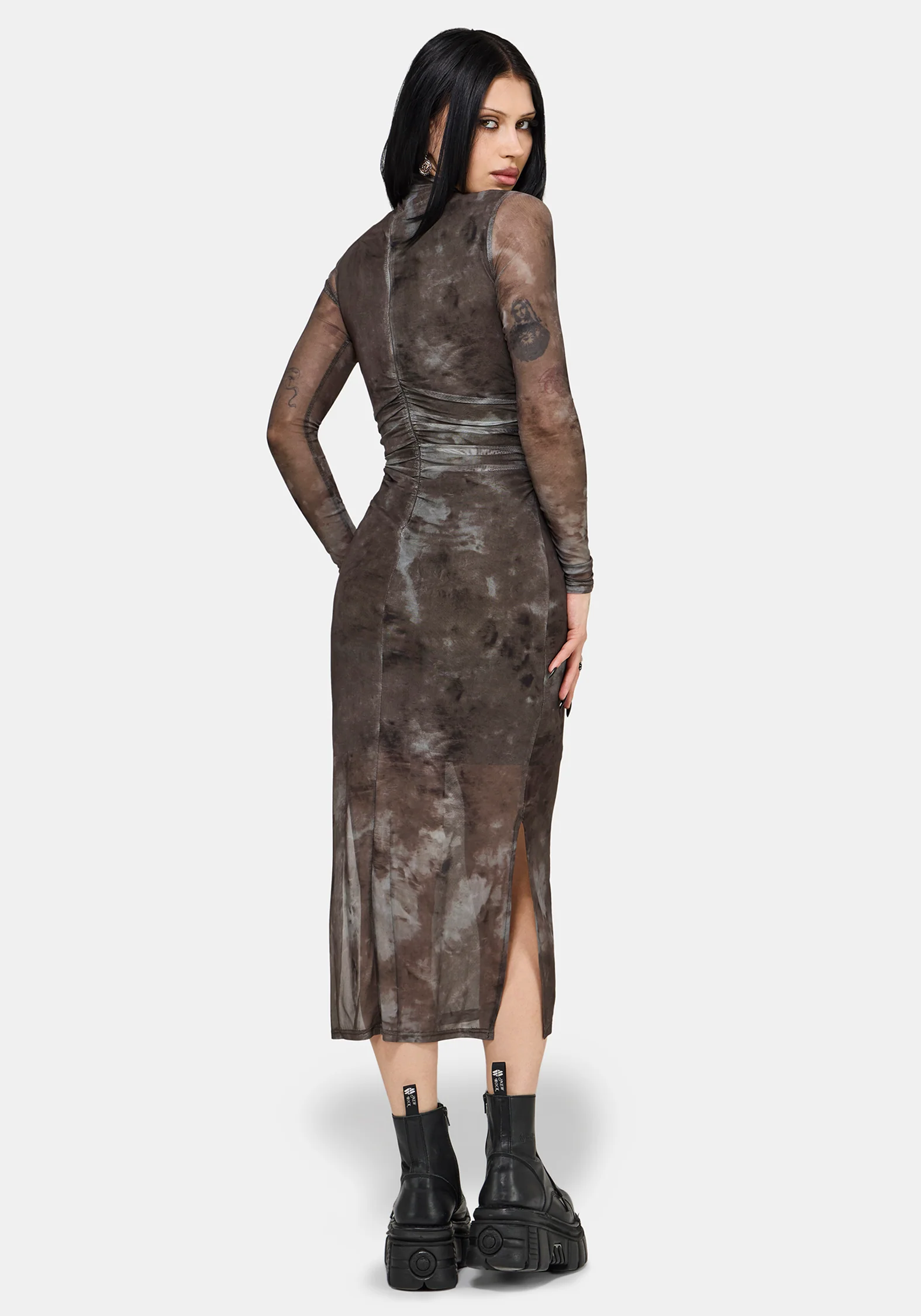 Eros Realm Graphic Mesh Midi Dress - Image 3