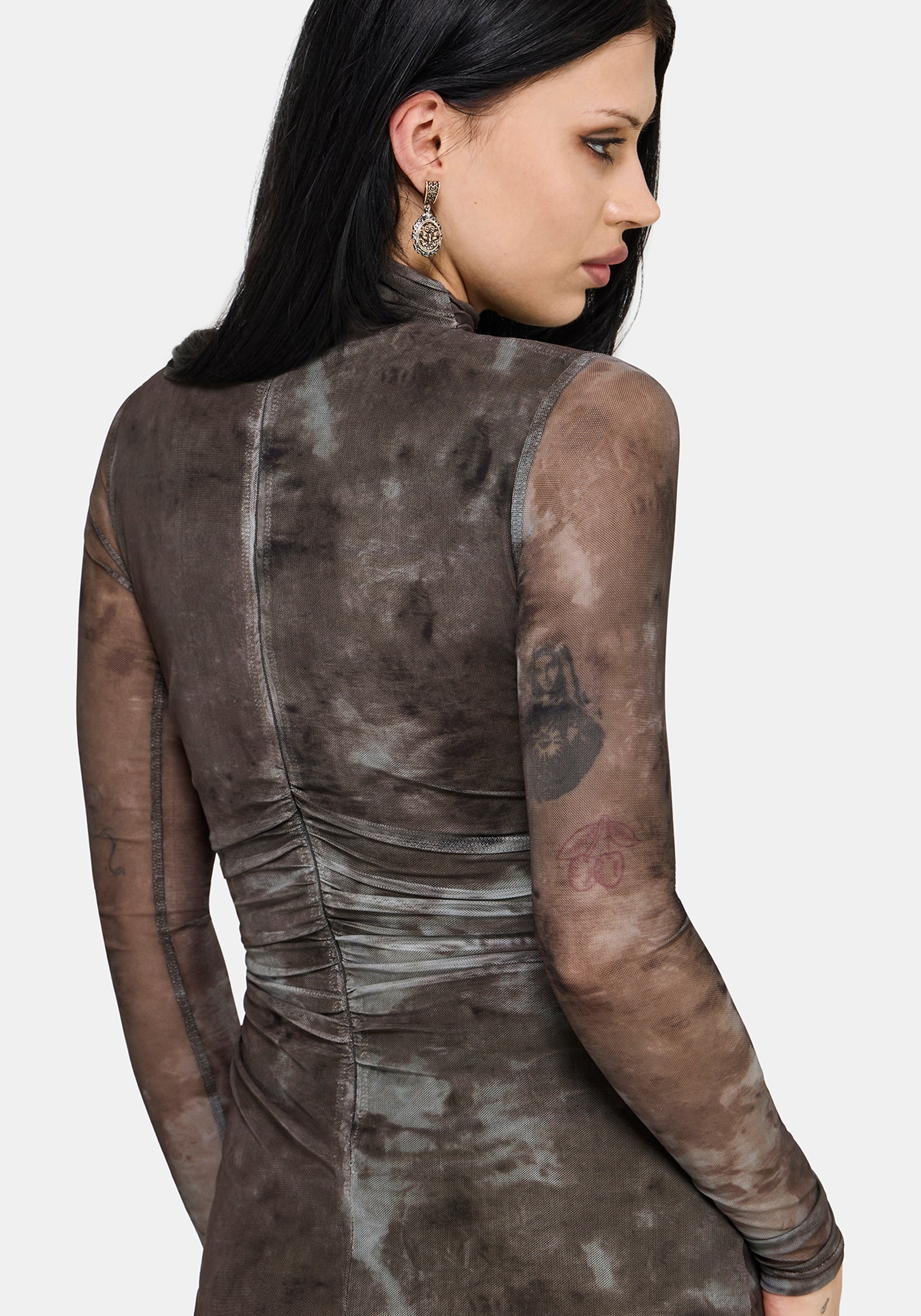 Eros Realm Graphic Mesh Midi Dress - Image 7