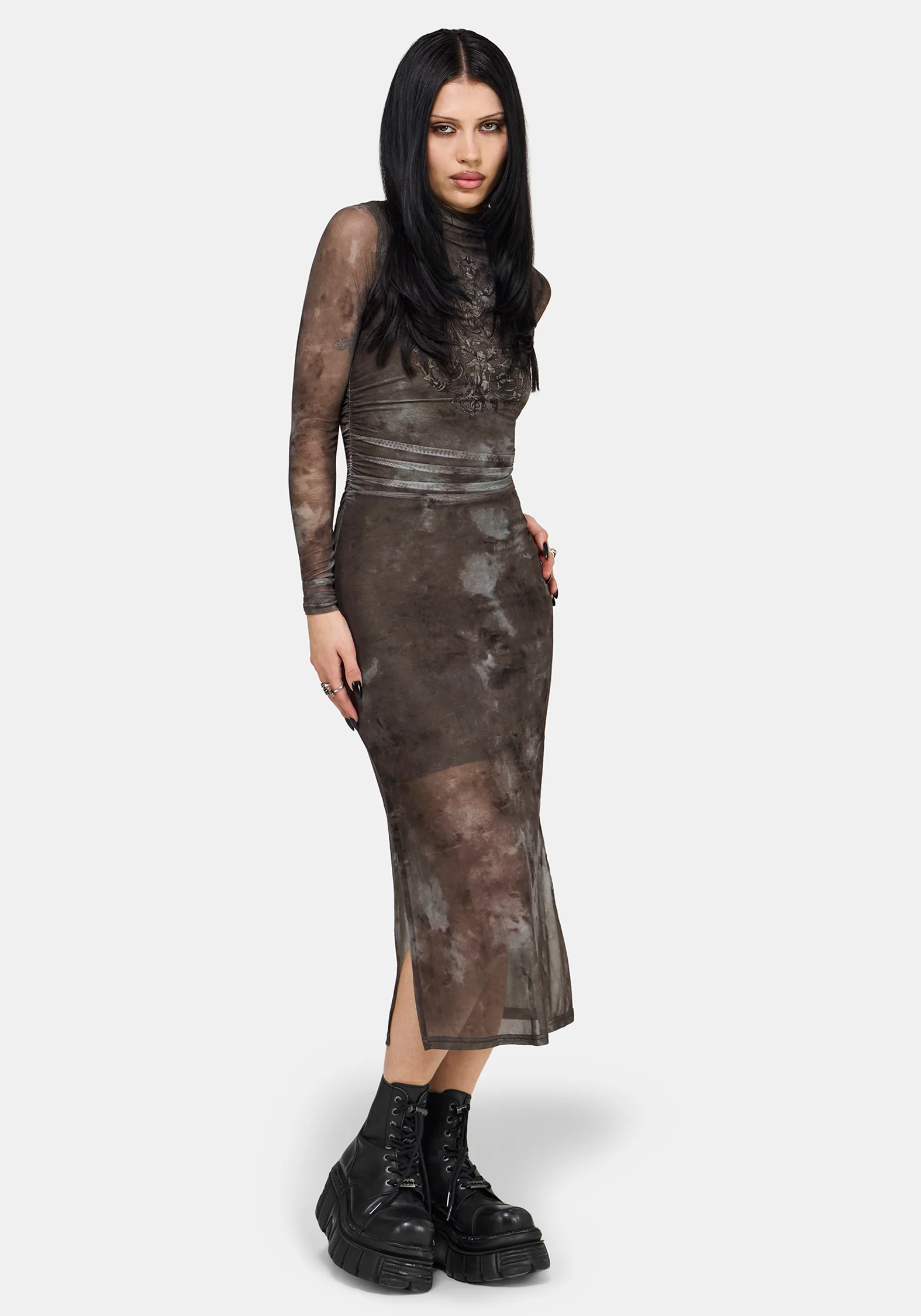 Eros Realm Graphic Mesh Midi Dress - Image 8