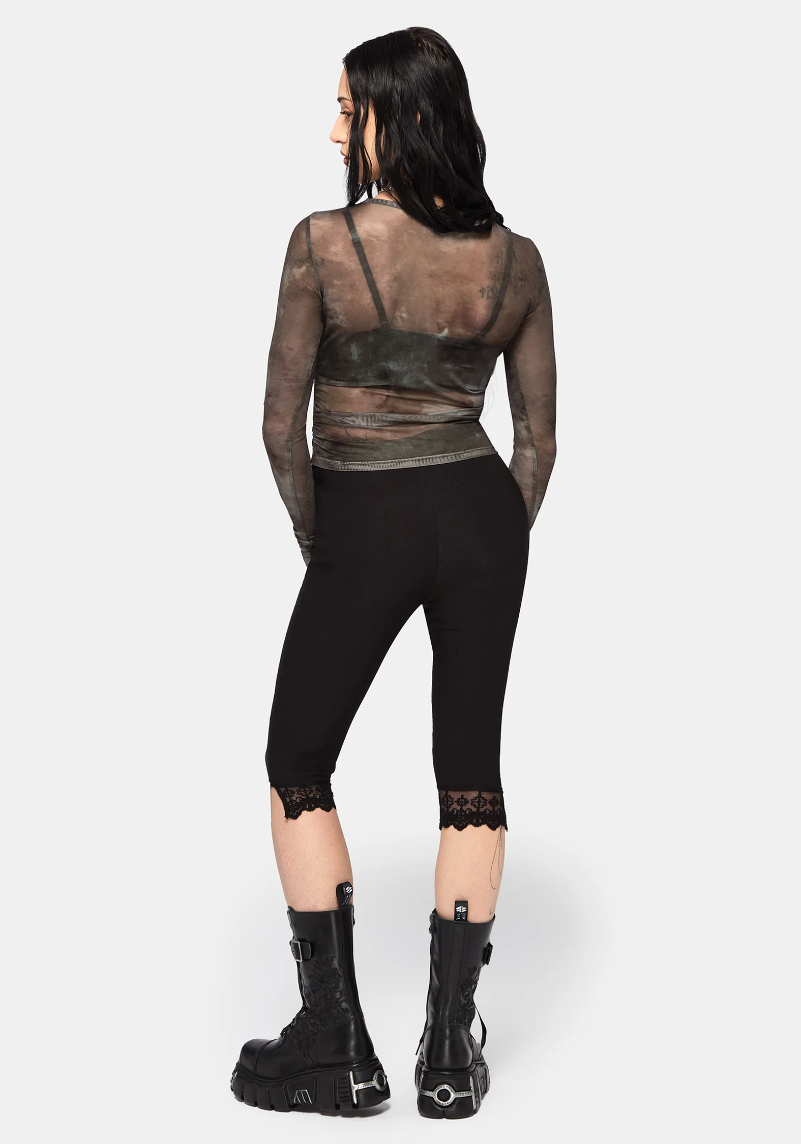 Eros Realm Mesh Long Sleeve Ruche Top - Image 3