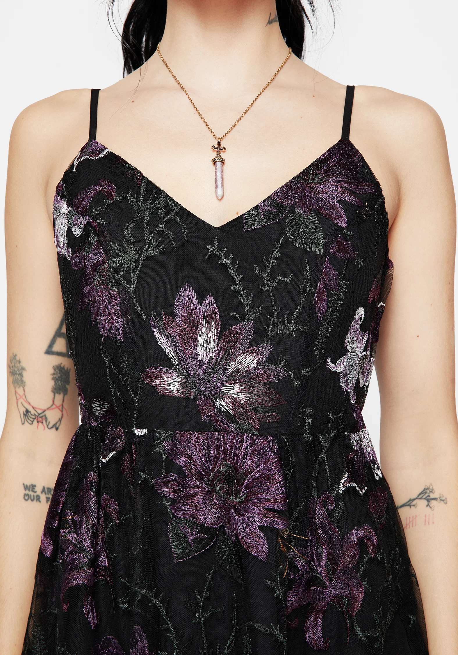 Estrid Embroidered Mesh Midaxi Cami Dress - Image 2
