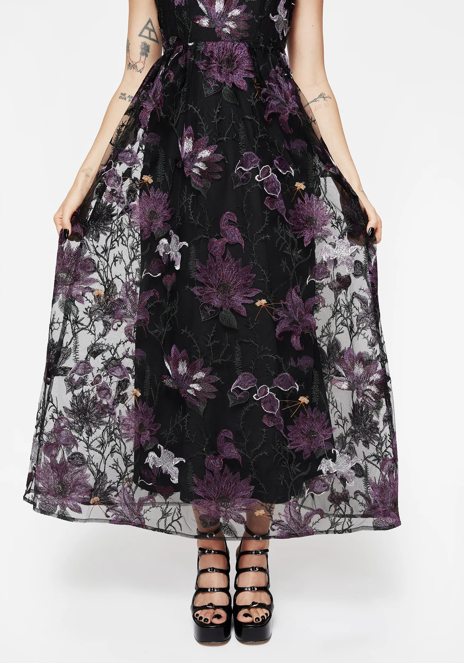 Estrid Embroidered Mesh Midaxi Cami Dress - Image 7