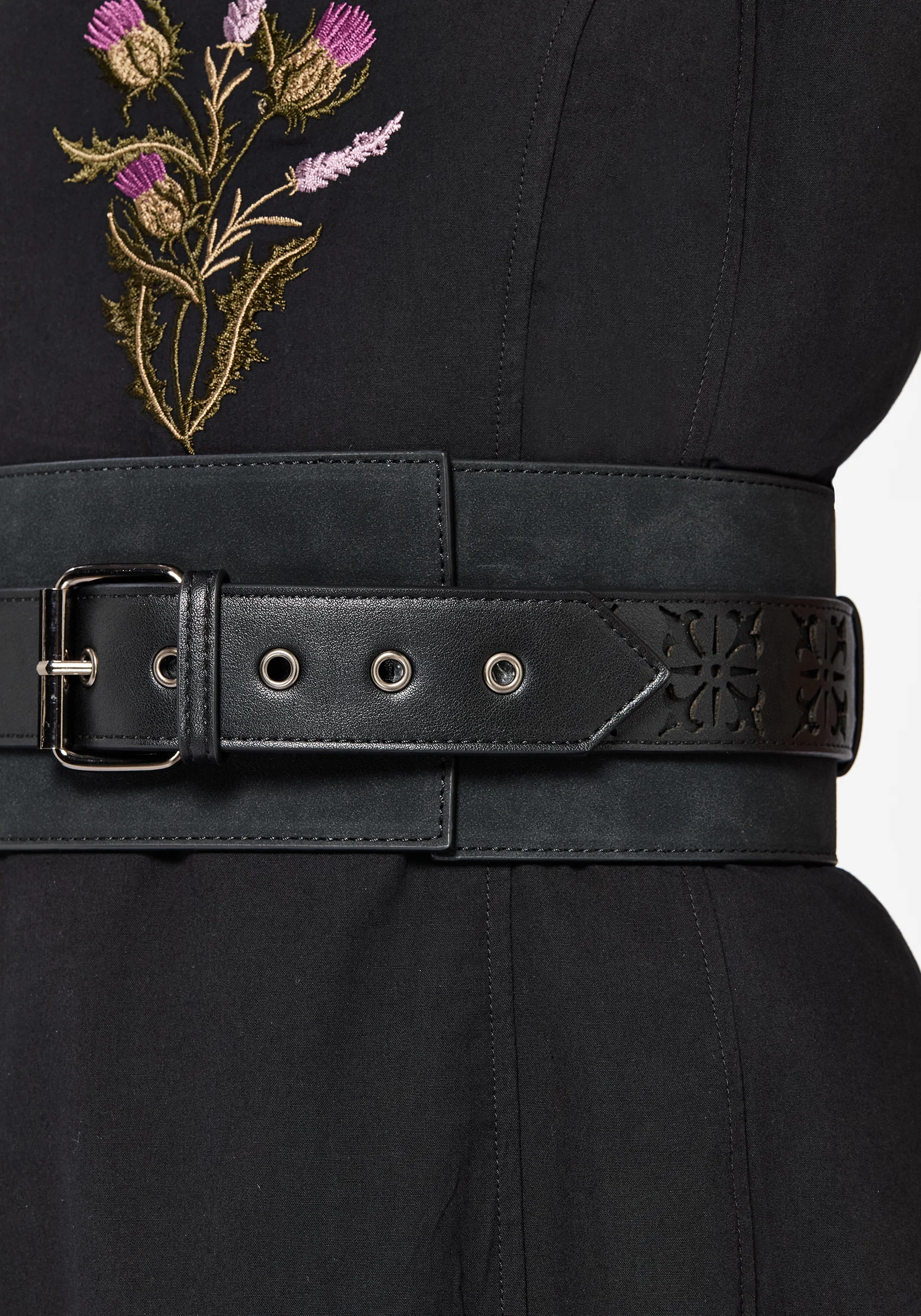 Eugenia Cross Cut Out Detail Faux Suede Waist Belt - Image 3