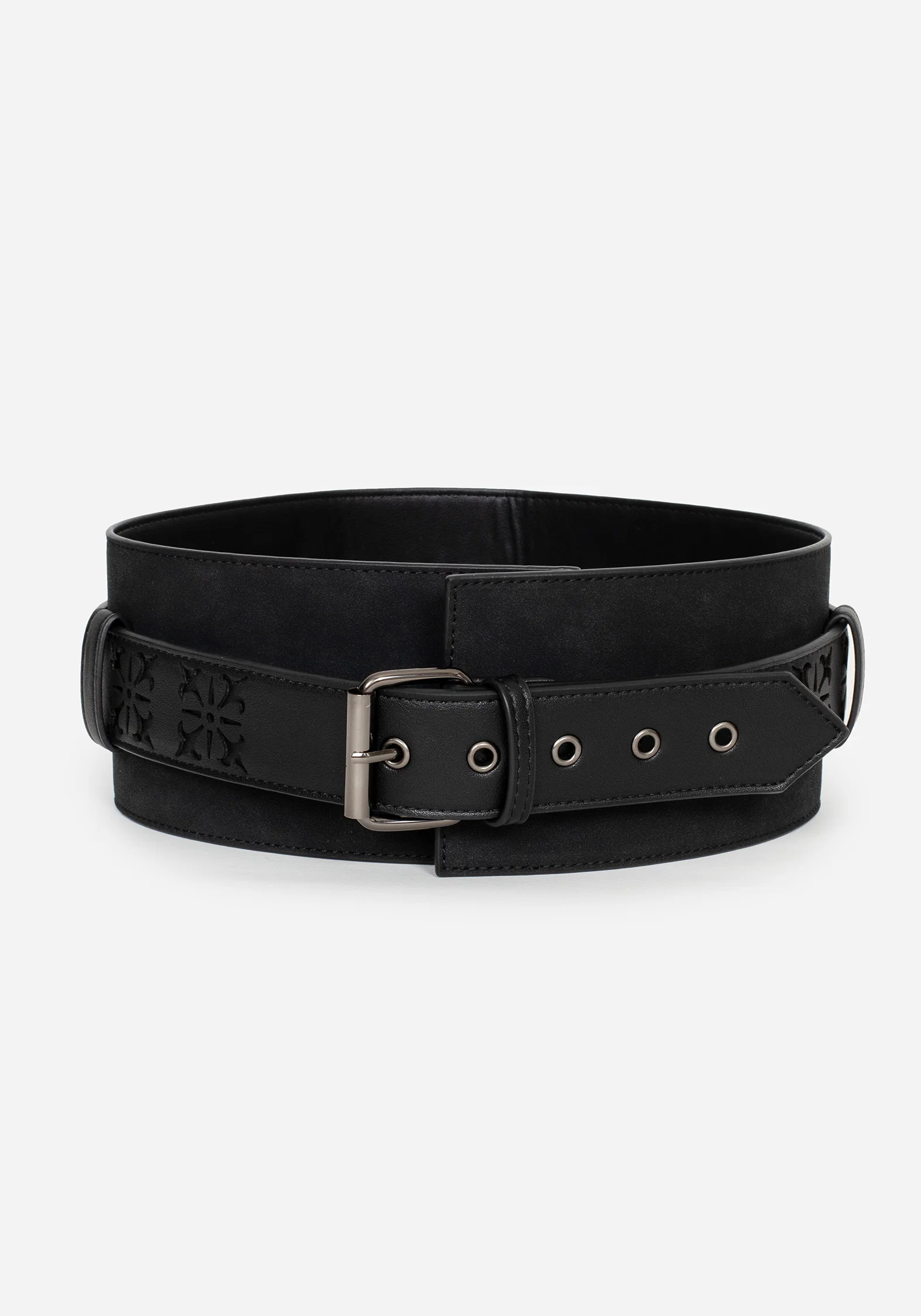 Eugenia Cross Cut Out Detail Faux Suede Waist Belt - Image 8