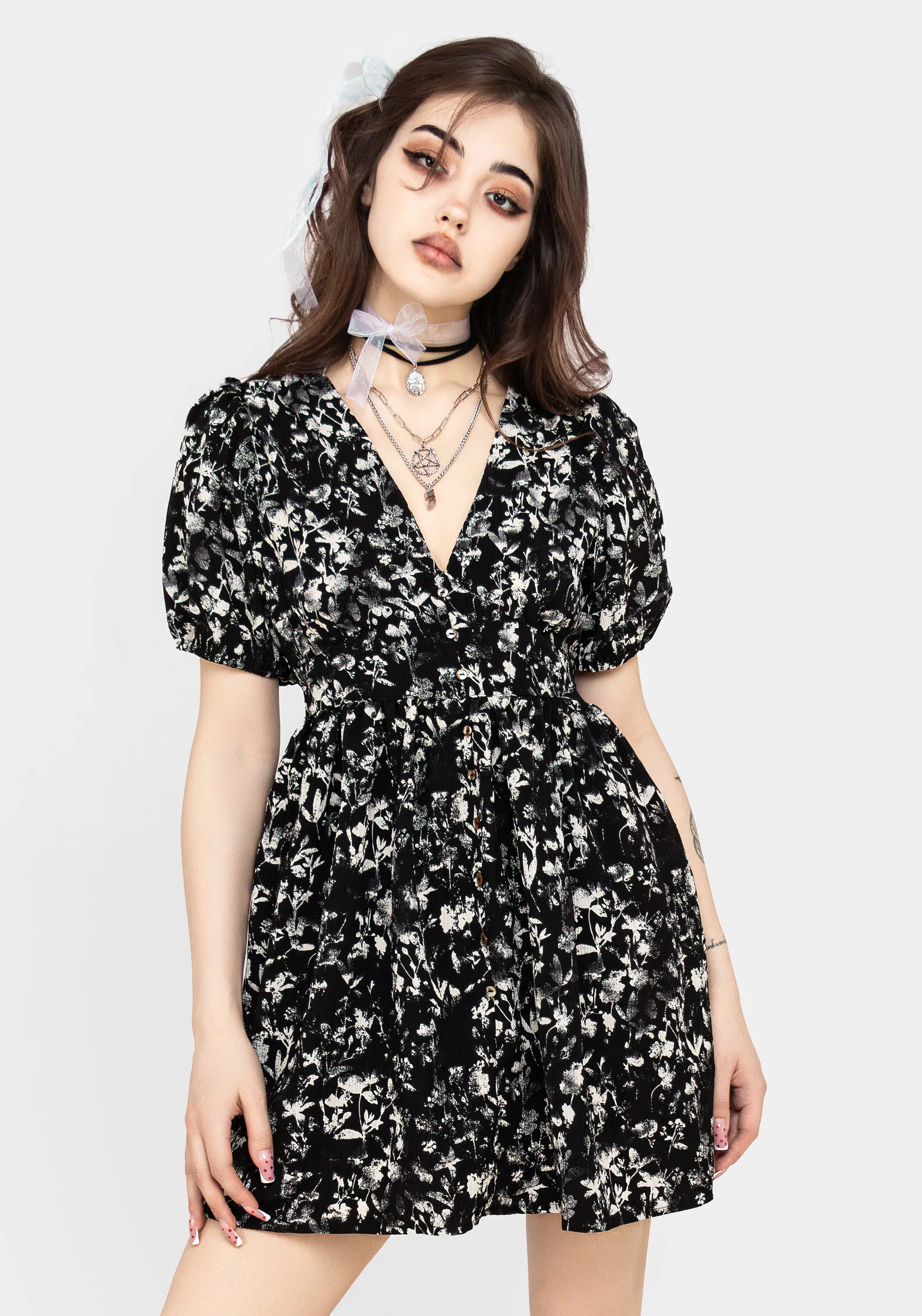 Eulogy Button Front Mini Dress - Image 4