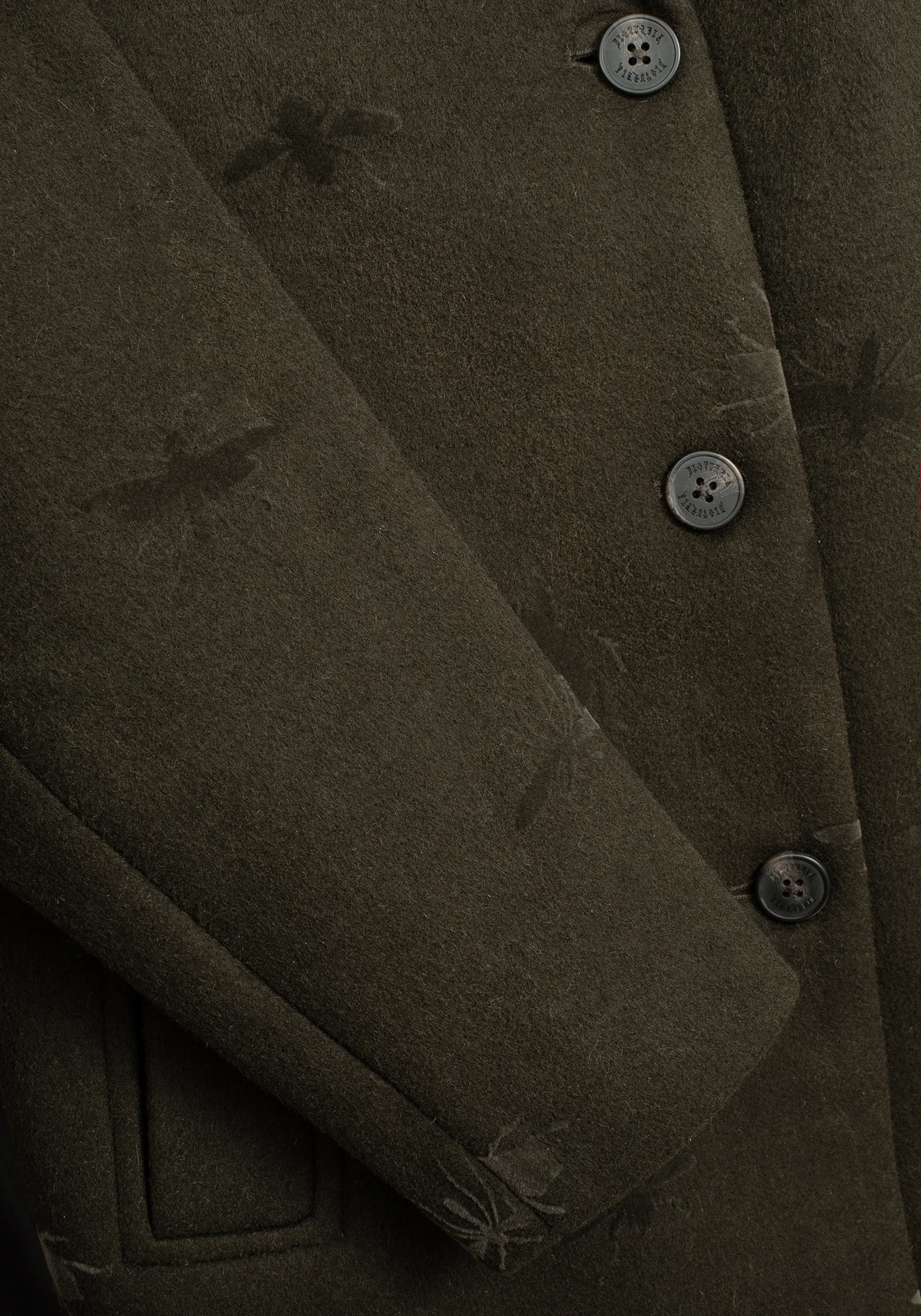 Evelyn Wool-Blend Bug Embossed Longline Coat - Image 2