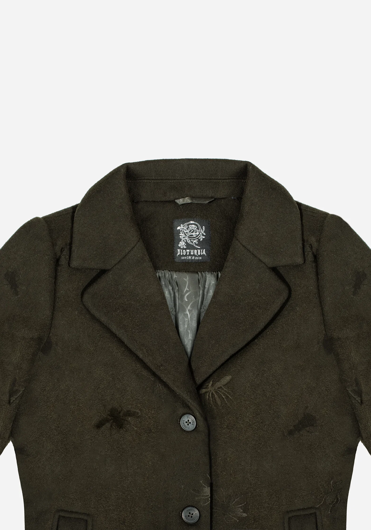 Evelyn Wool-Blend Bug Embossed Longline Coat - Image 9