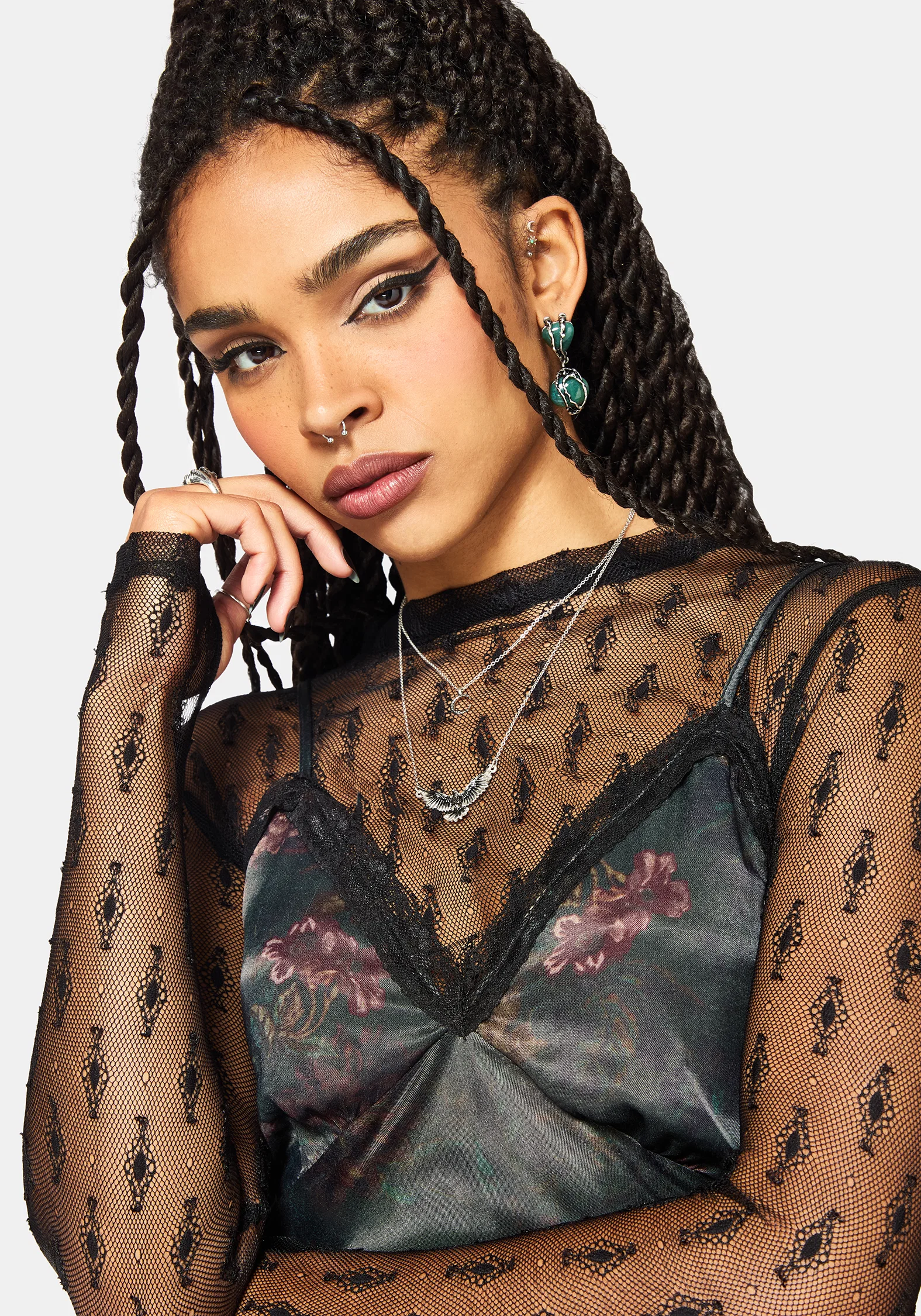 Everbloom Floral Satin Lace Cami Midaxi Dress - Image 2