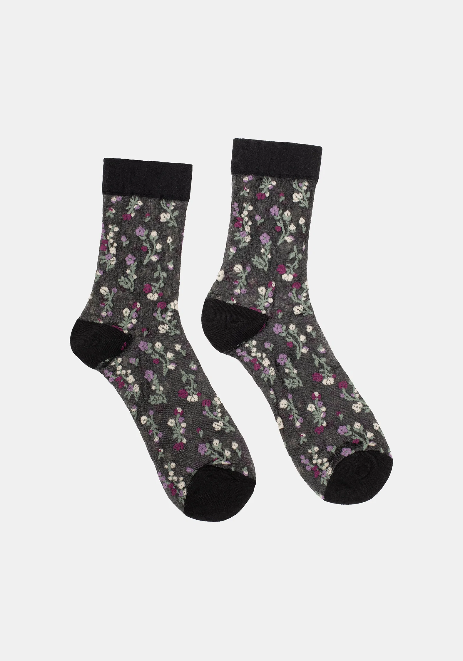 Everblooming Floral Mesh Socks - Purple - Image 3