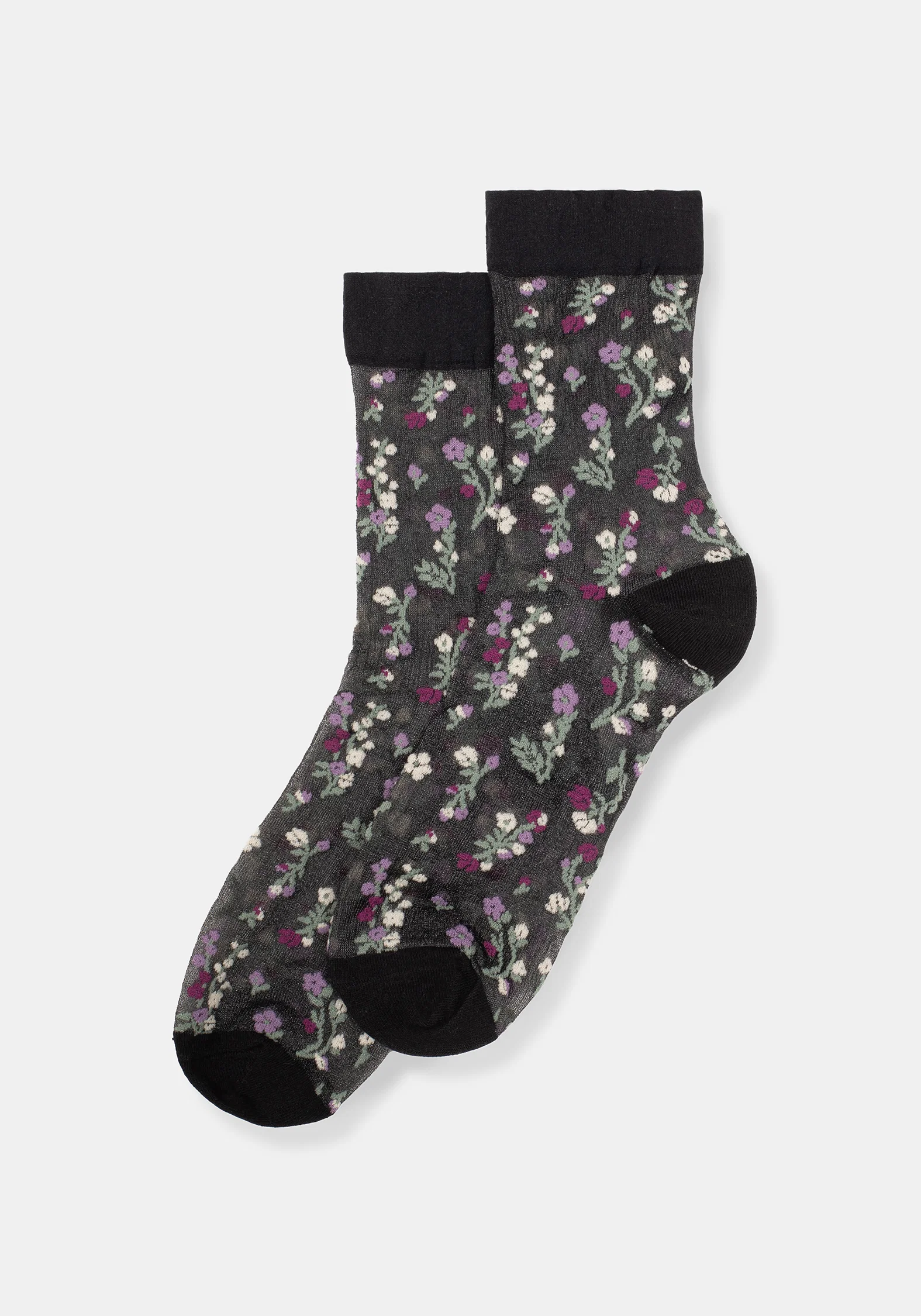 Everblooming Floral Mesh Socks - Purple - Image 6
