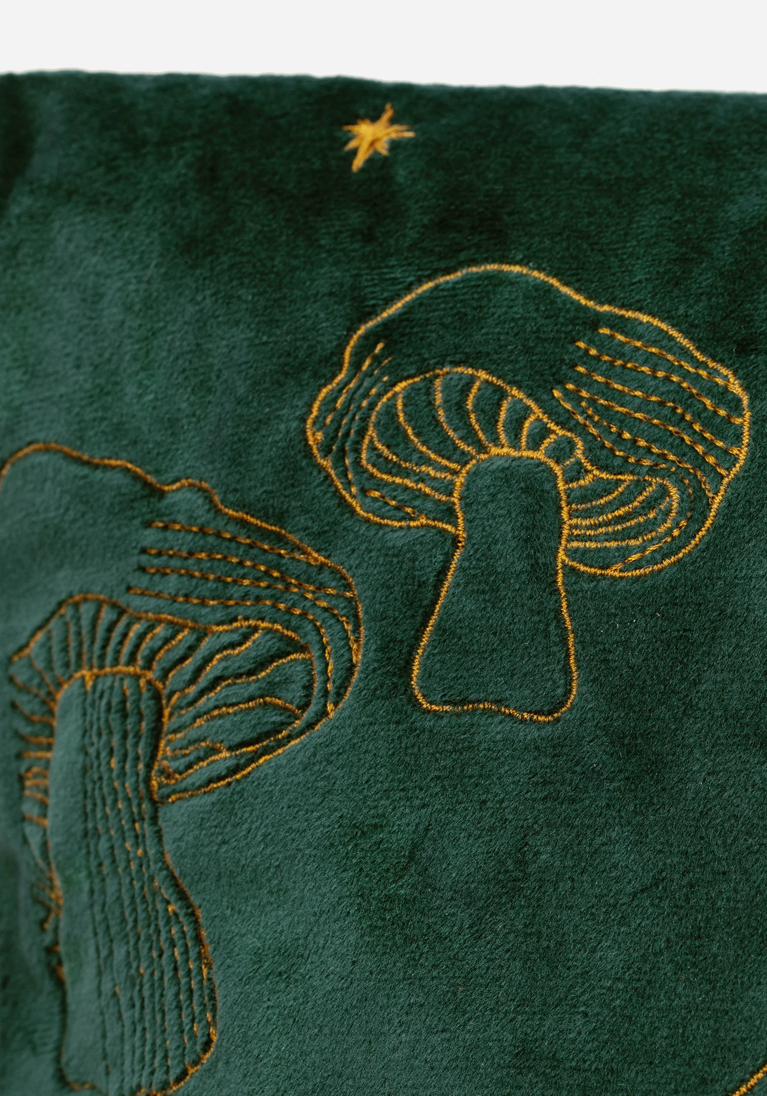 Faefire Celestial Mushrooms Velvet Cushion - Evergreen - Image 2
