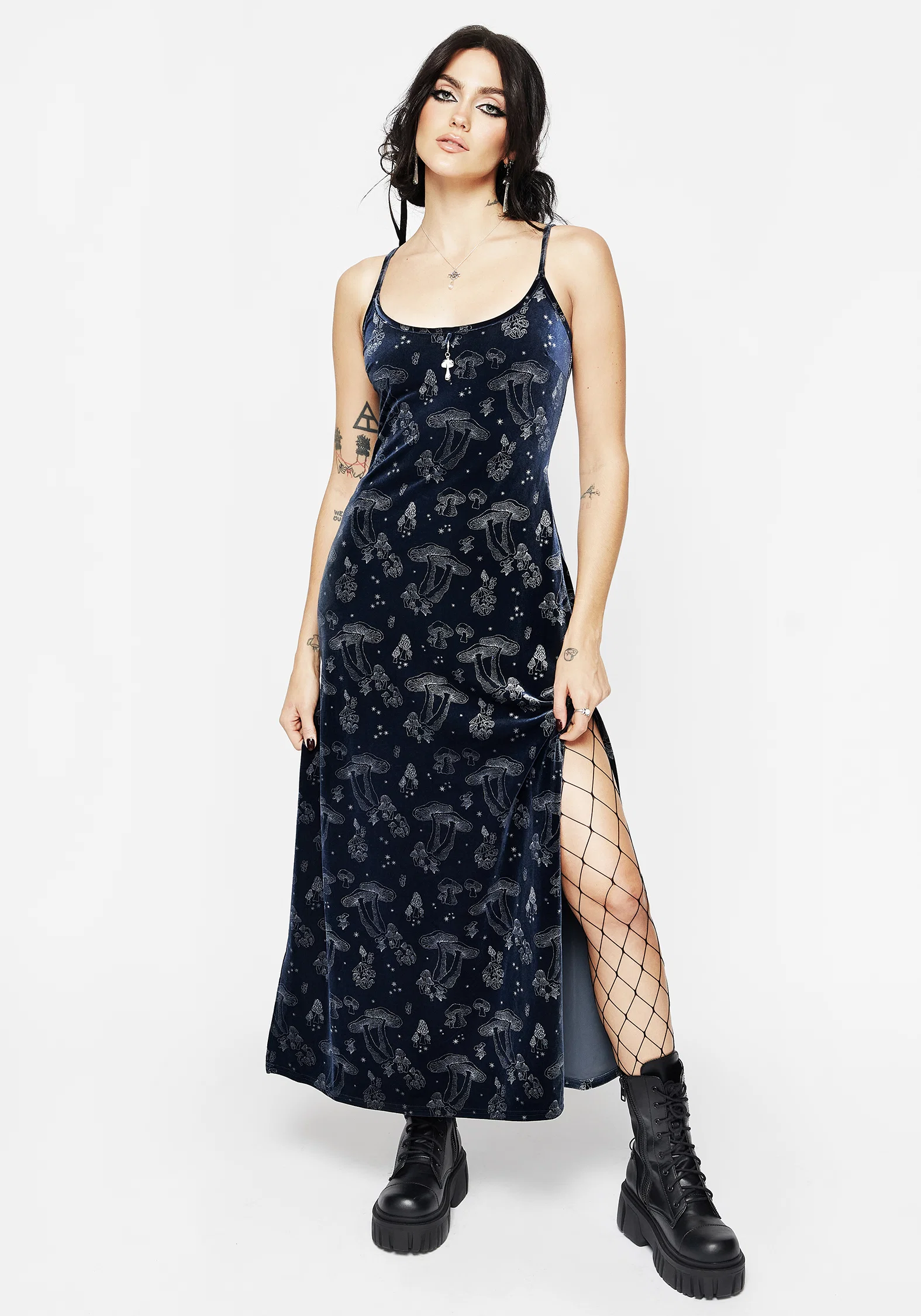 Faefire Foil Print Velour Slip Gown - Image 5