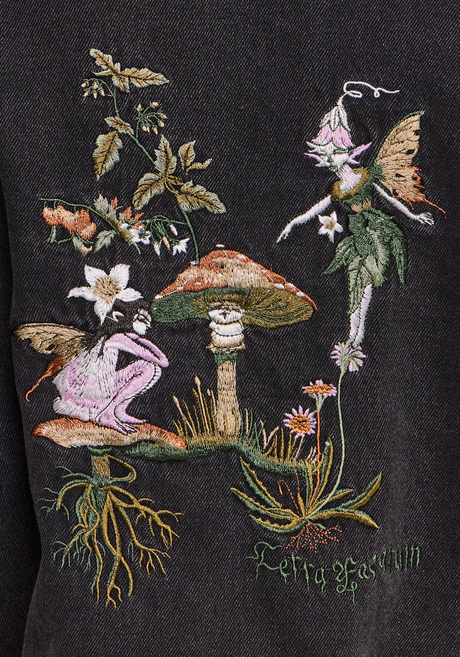 Faela Fairy Embroidered Distressed Denim Jacket - Image 2