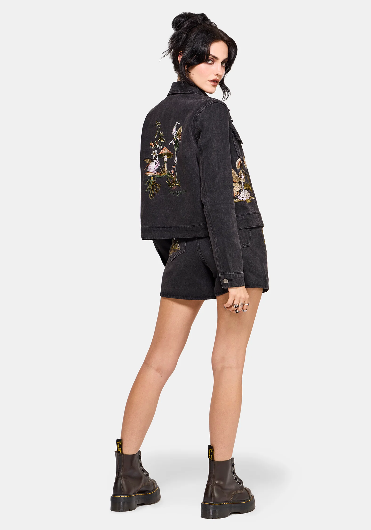 Faela Fairy Embroidered Distressed Denim Jacket - Image 3