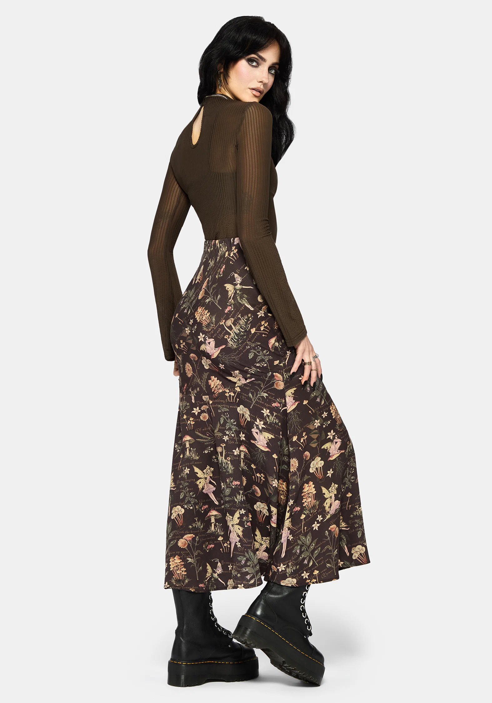 Faela Fairy Print Bias Cut Midaxi Skirt - Image 3