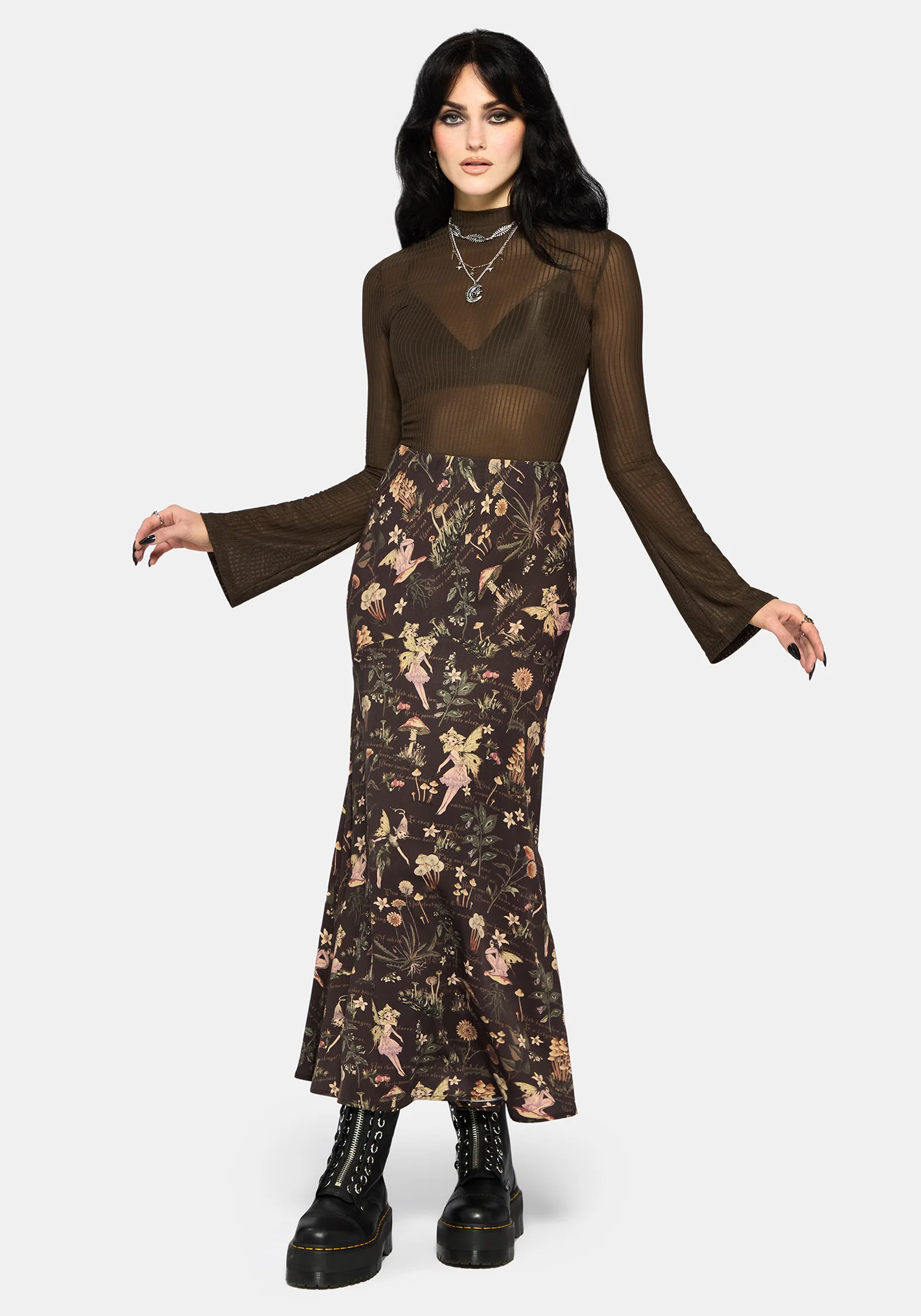 Faela Fairy Print Bias Cut Midaxi Skirt - Image 4