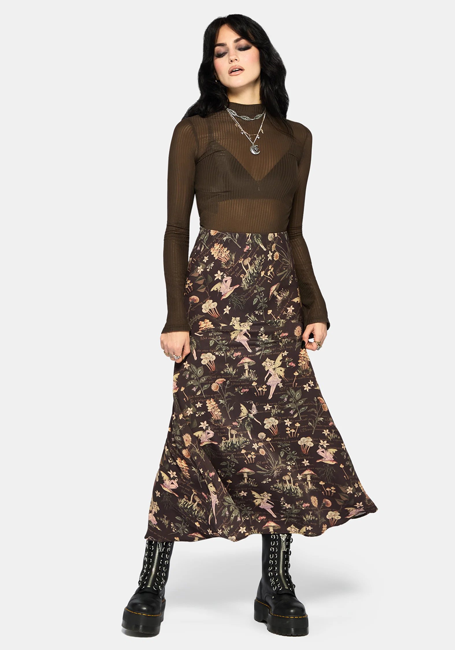 Faela Fairy Print Bias Cut Midaxi Skirt - Image 5