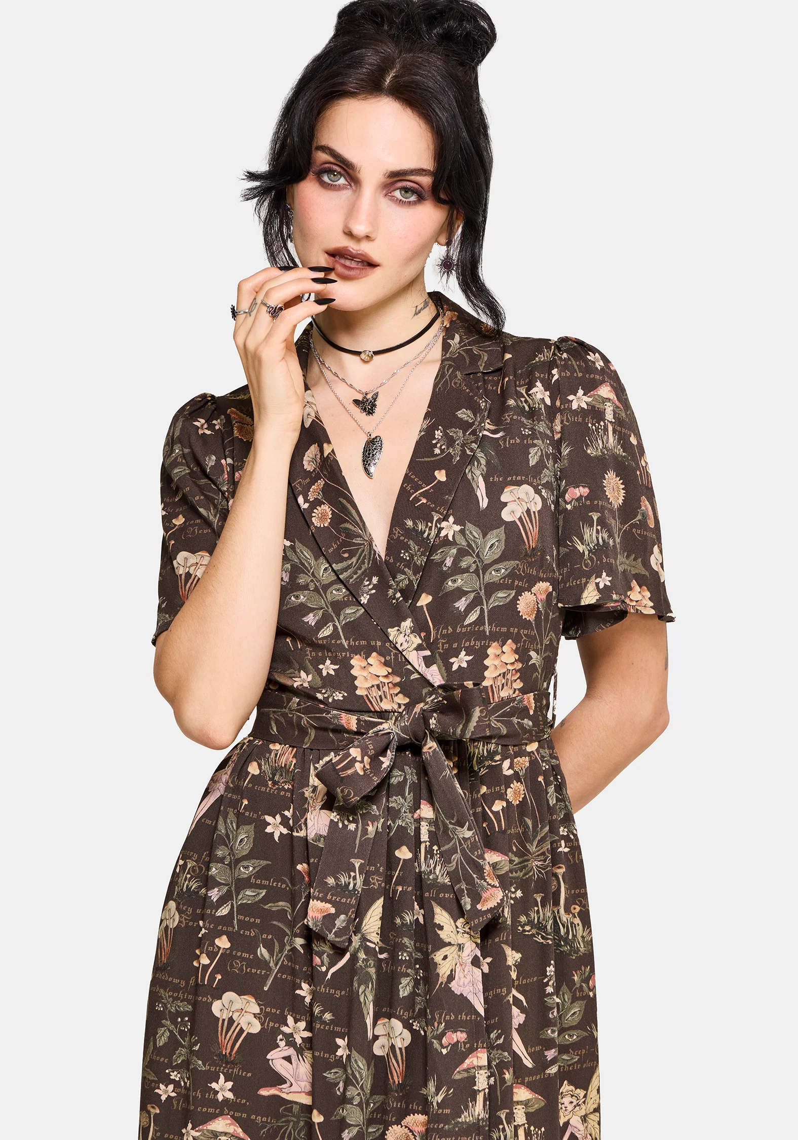 Faela Fairy Tie Waist Wrap Midi Dress - Image 4
