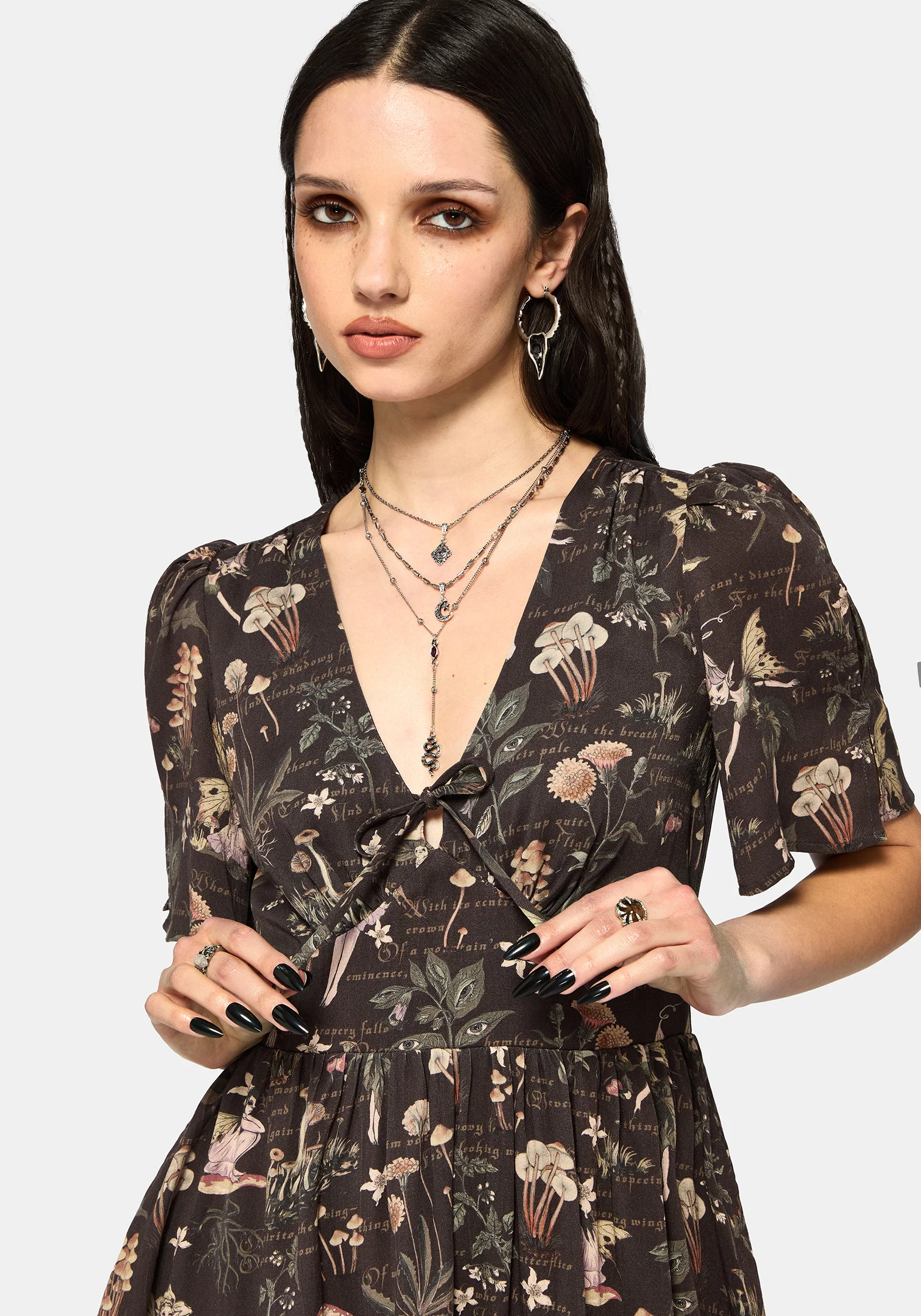 Faela Fairy V-Neck Tie Mini Dress - Image 2
