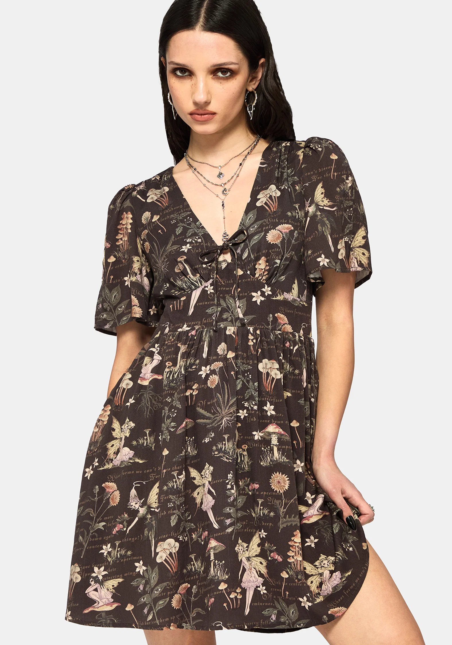 Faela Fairy V-Neck Tie Mini Dress - Image 5