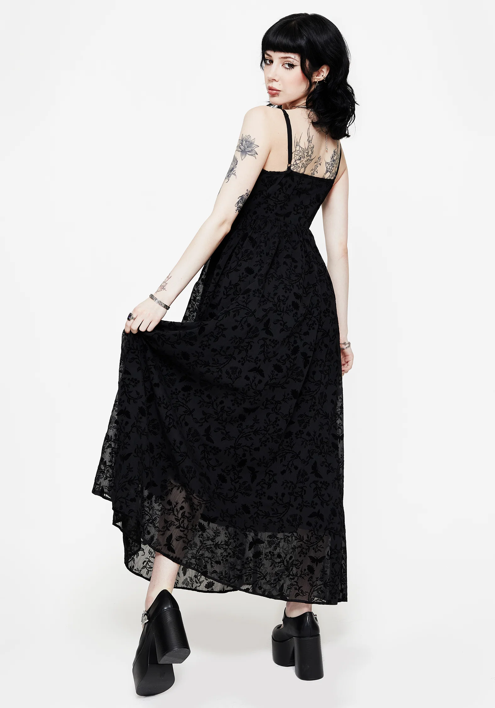 Faustina Flocked Chiffon Maxi Cami Dress - Image 3
