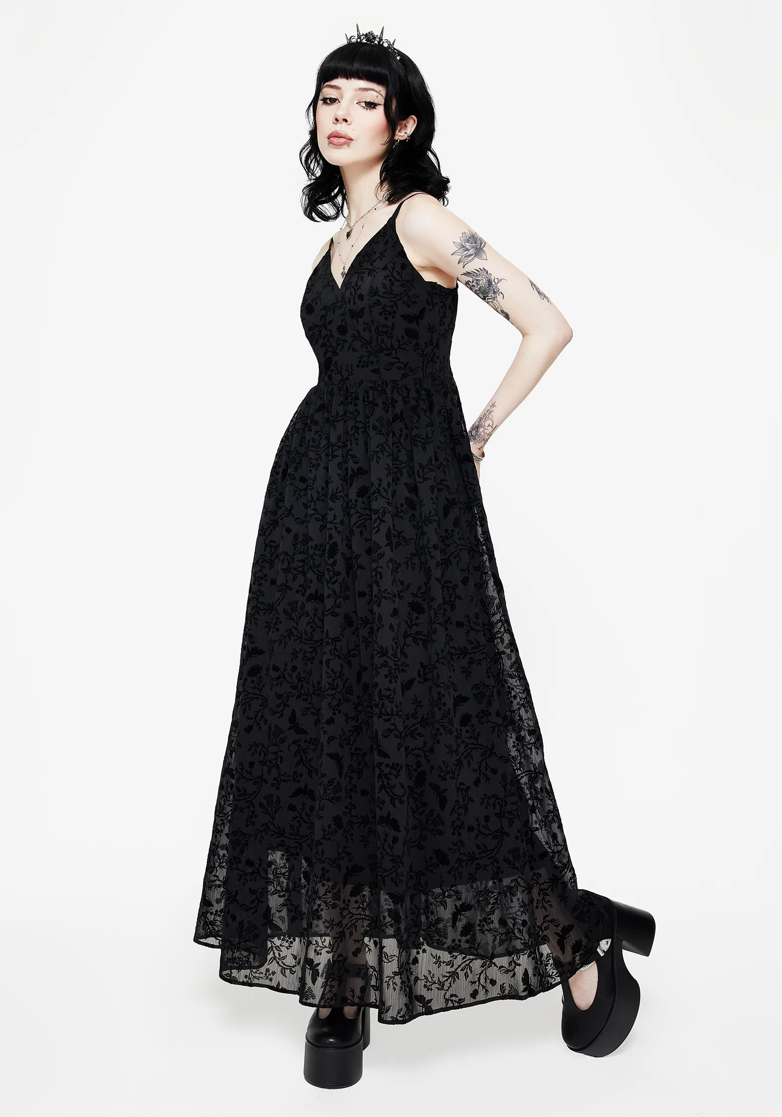 Faustina Flocked Chiffon Maxi Cami Dress - Image 4