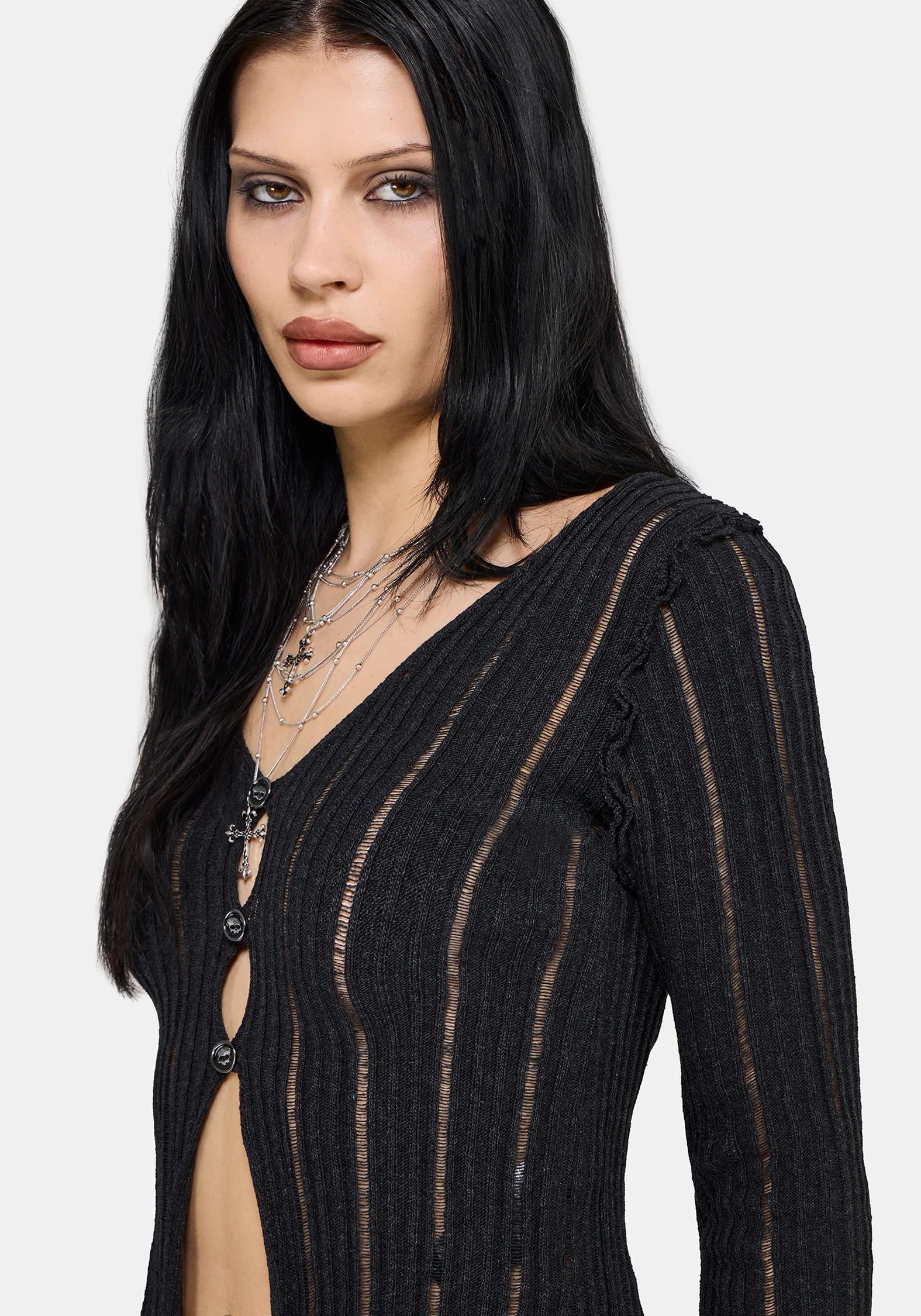 Faylin Ladder Stitch Knit Cardigan - Image 2