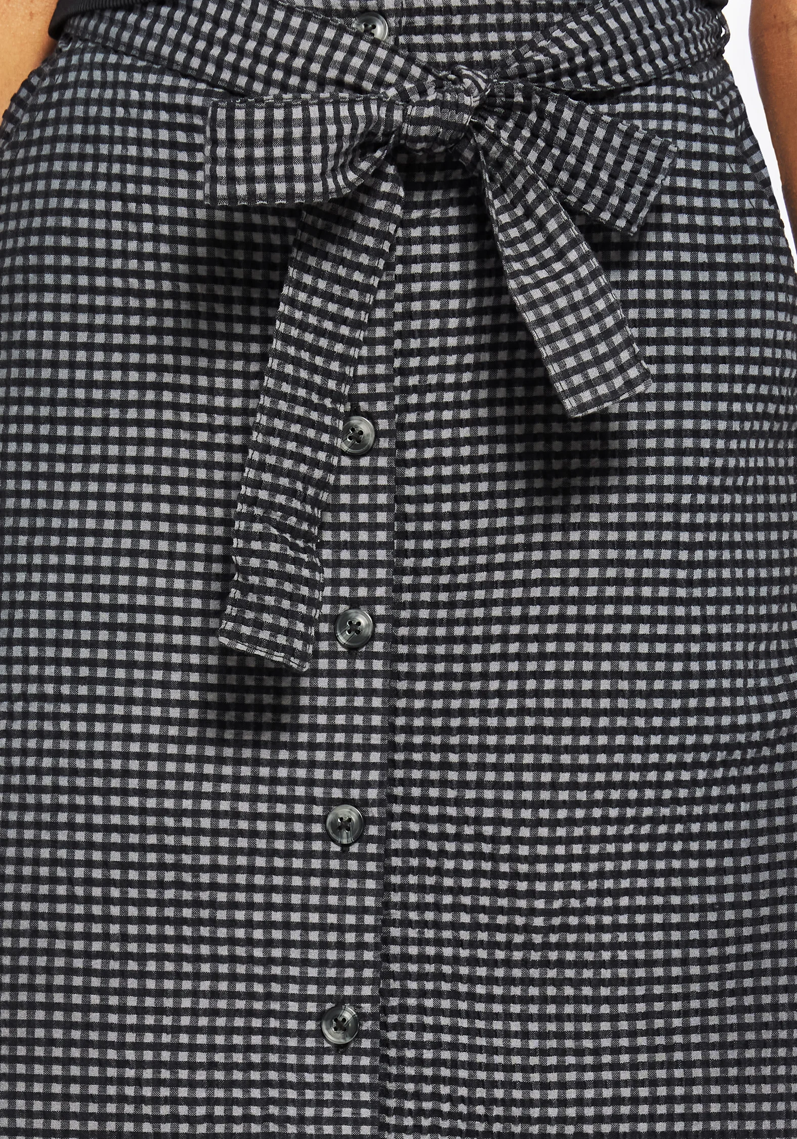 Faythe Cotton Check Button Up Midi Skirt - Image 2