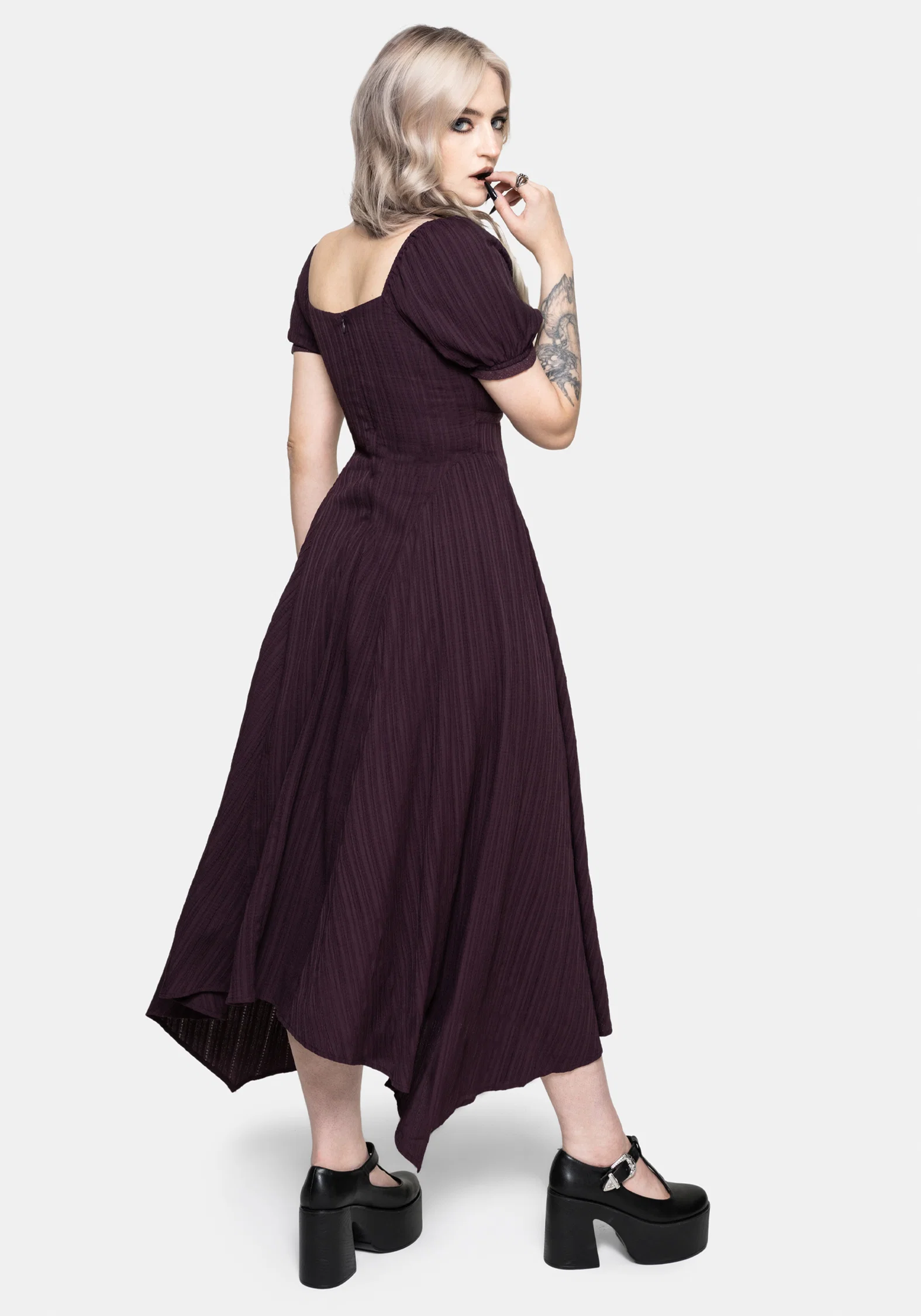 Fenella Keyhole Midi Dress - Plum - Image 3