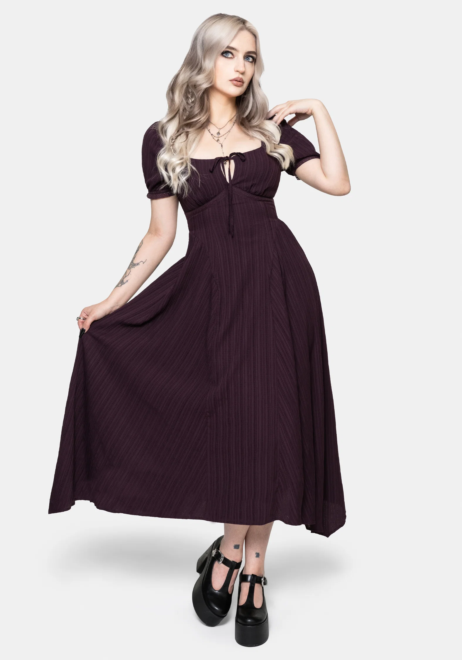 Fenella Keyhole Midi Dress - Plum - Image 4