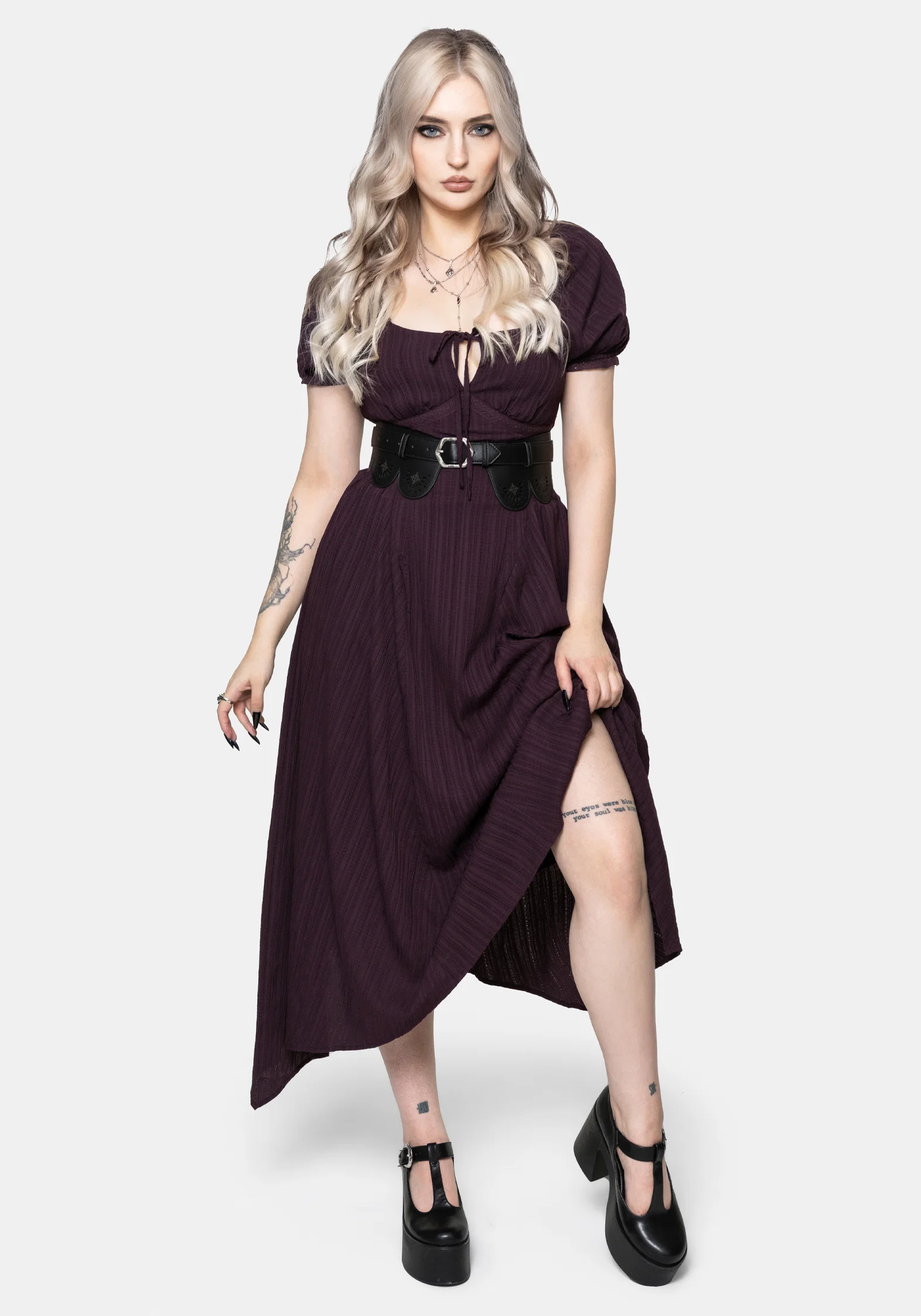 Fenella Keyhole Midi Dress - Plum - Image 5