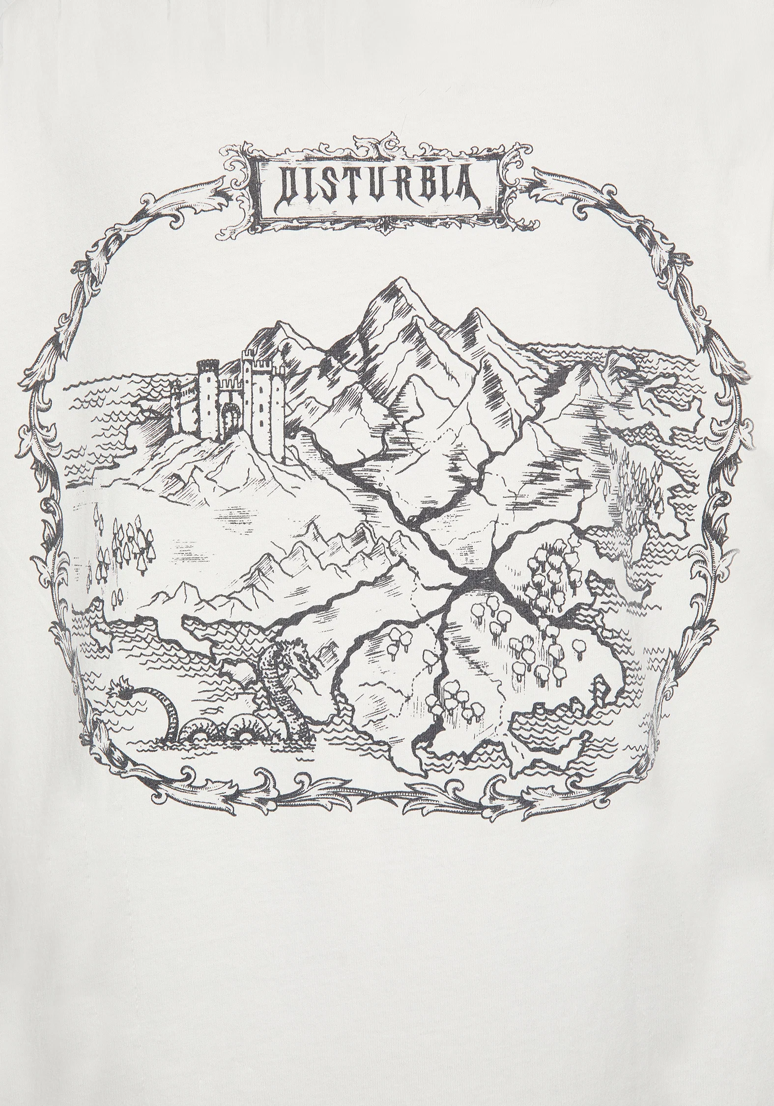 Fenrys Medieval Map Long Sleeved Cream T-Shirt - Image 2