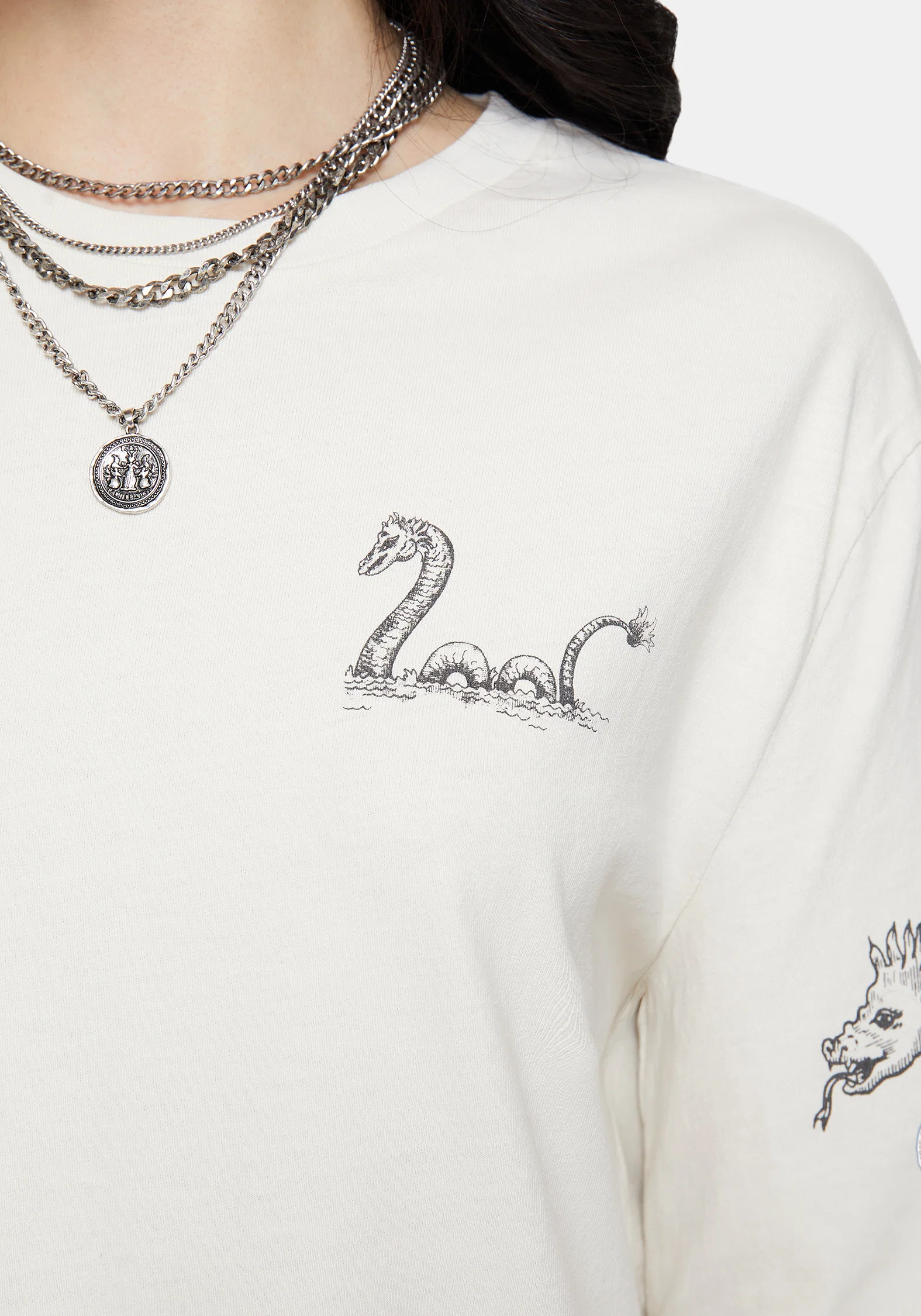 Fenrys Medieval Map Long Sleeved Cream T-Shirt - Image 5