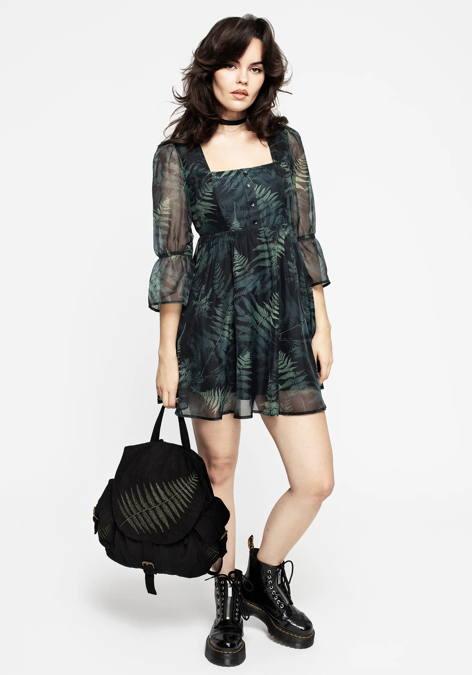 Fern Embroidered Satchel Backpack - Image 11