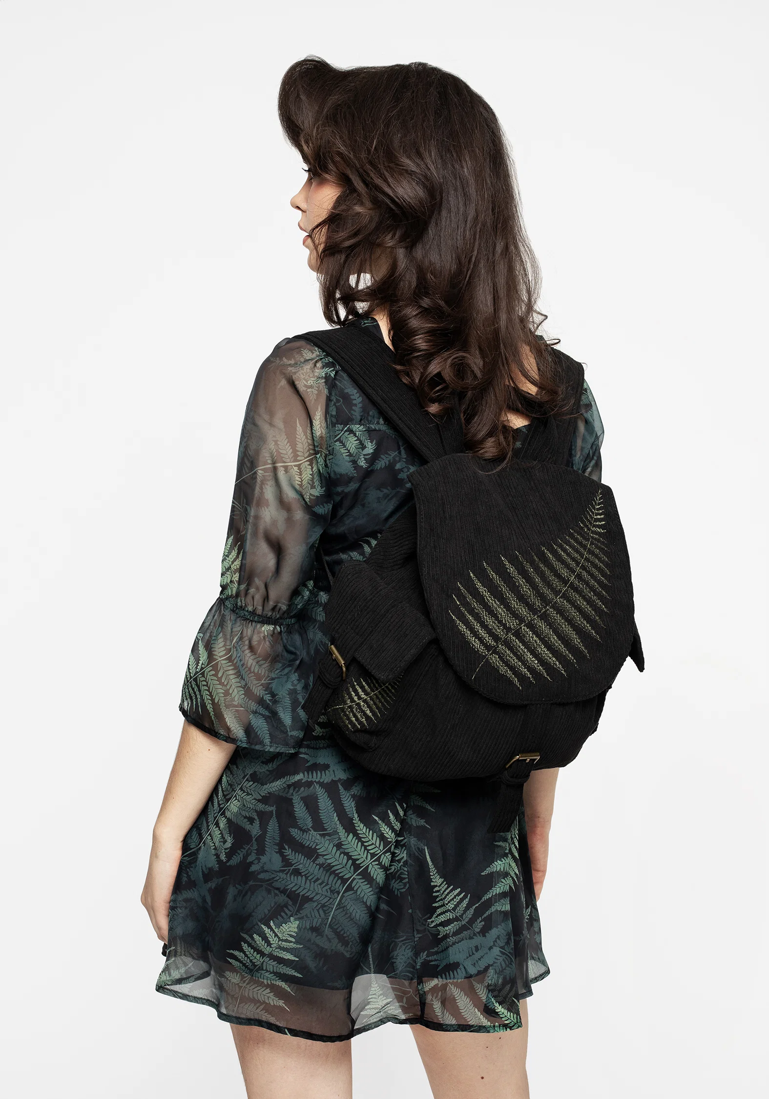 Fern Embroidered Satchel Backpack - Image 3