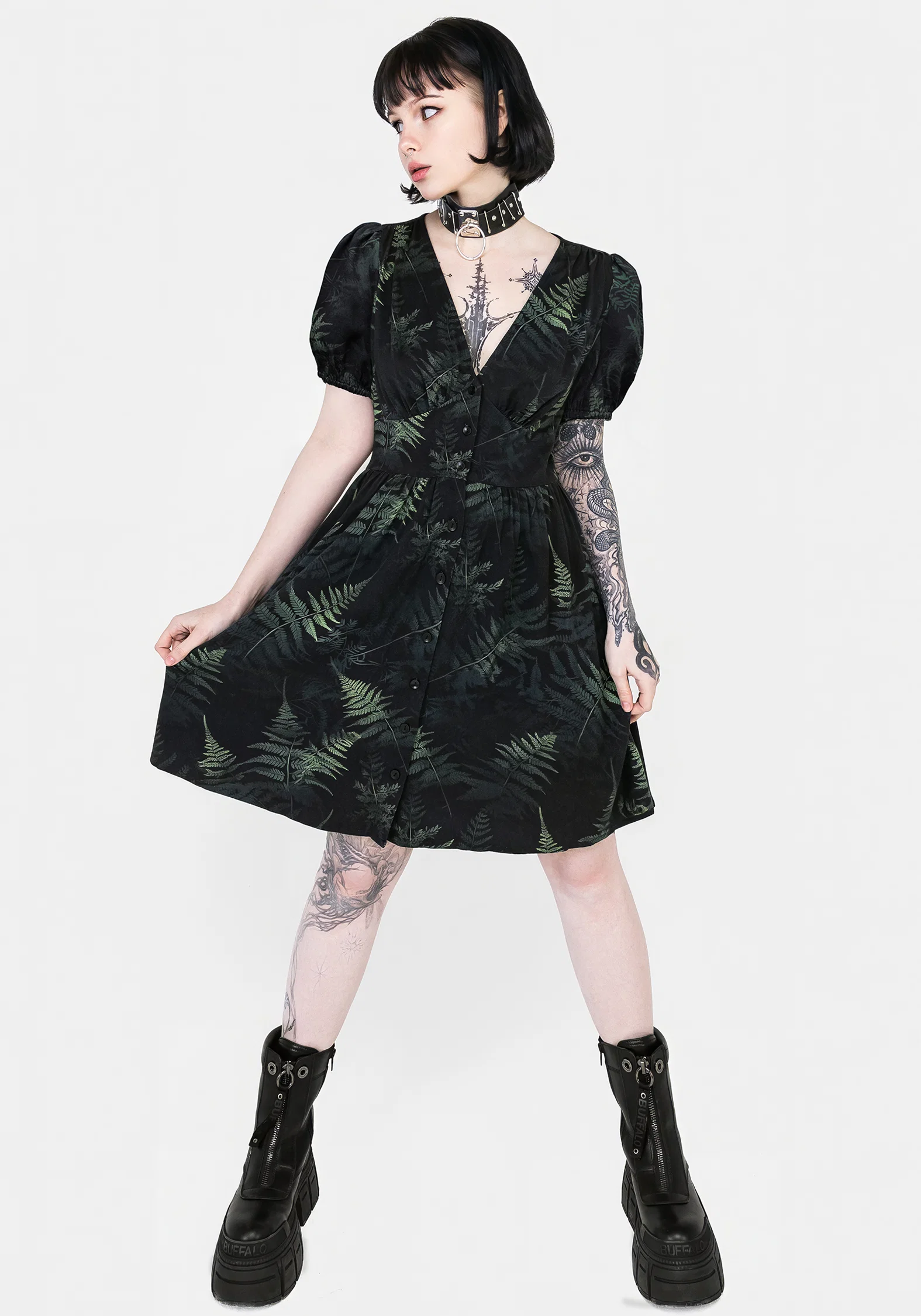 Fernery Button Up Corset Mini Dress - Image 4
