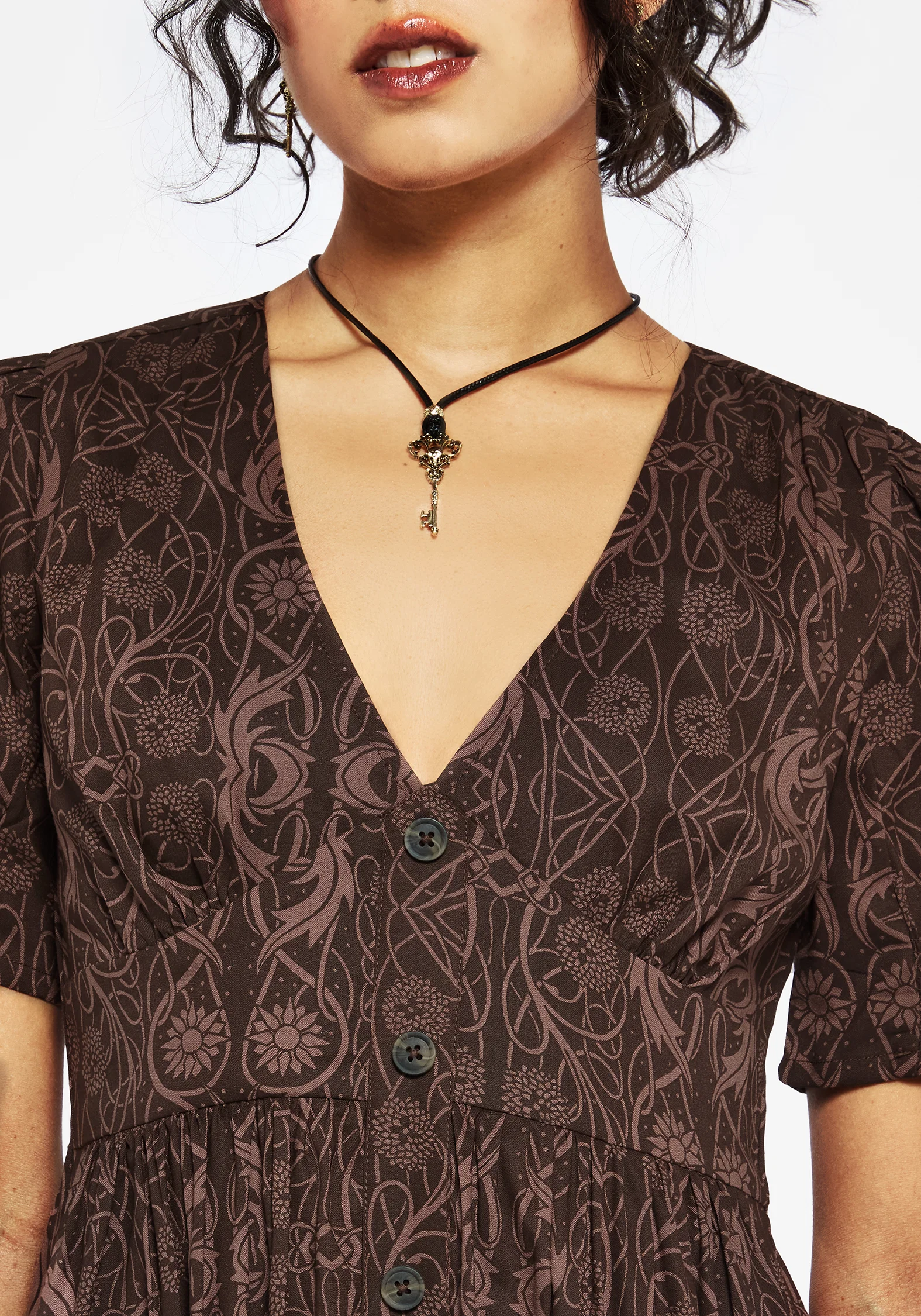 Fianna Midi Dress - Brown - Image 2