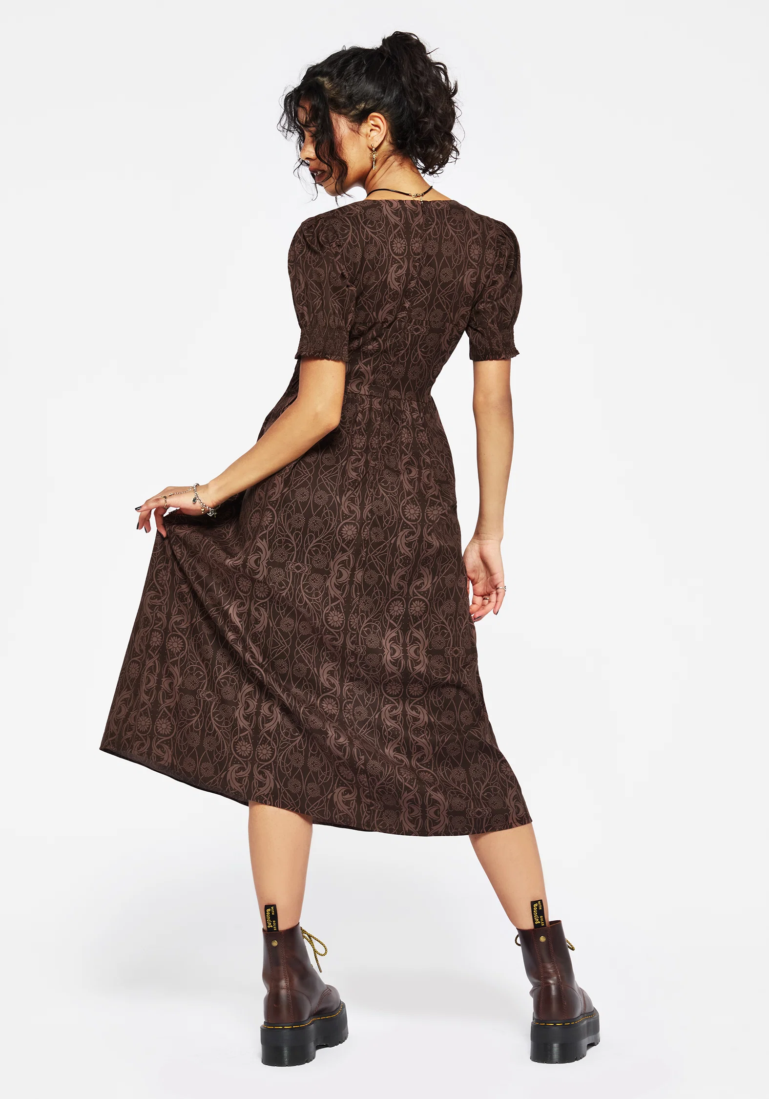 Fianna Midi Dress - Brown - Image 3