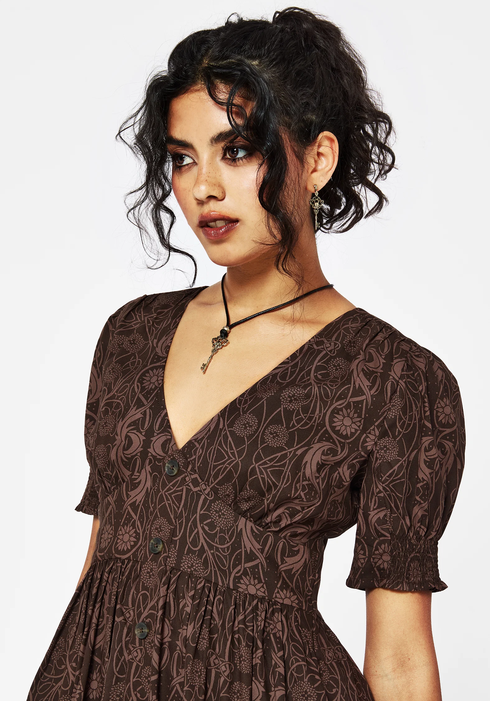 Fianna Midi Dress - Brown - Image 4