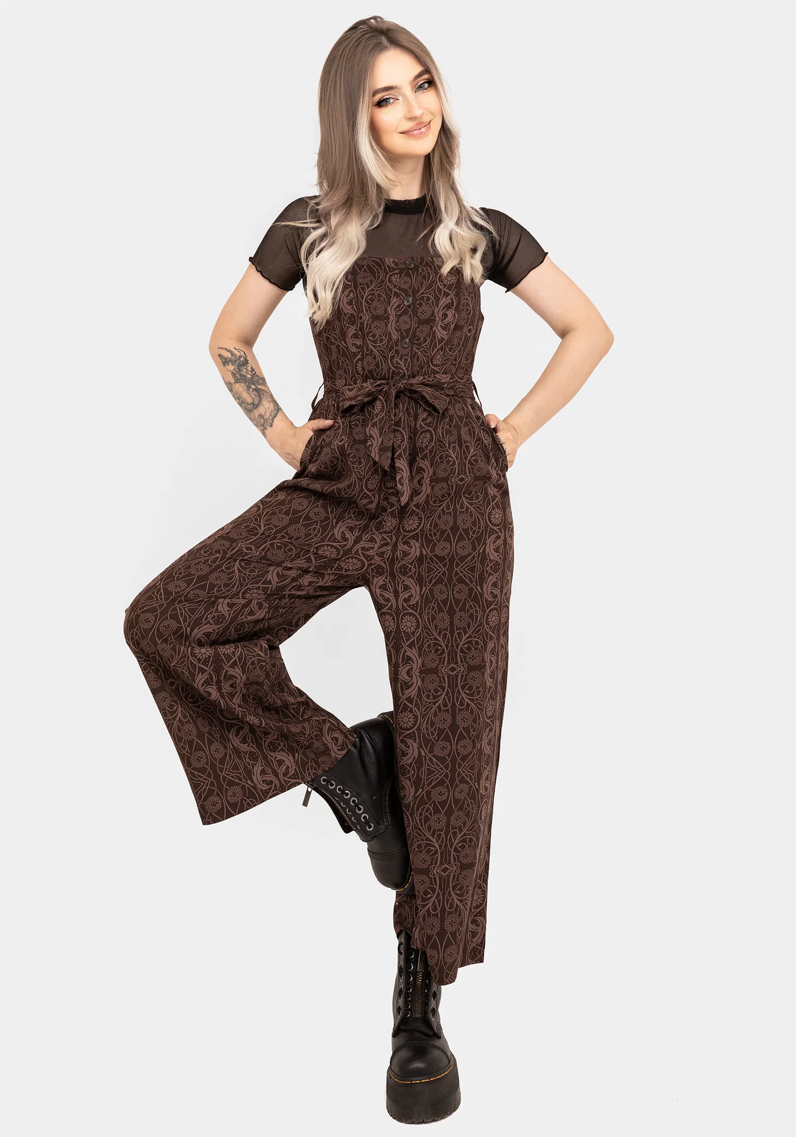 Fianna Wide Leg Jumpsuit - Brown - Image 4