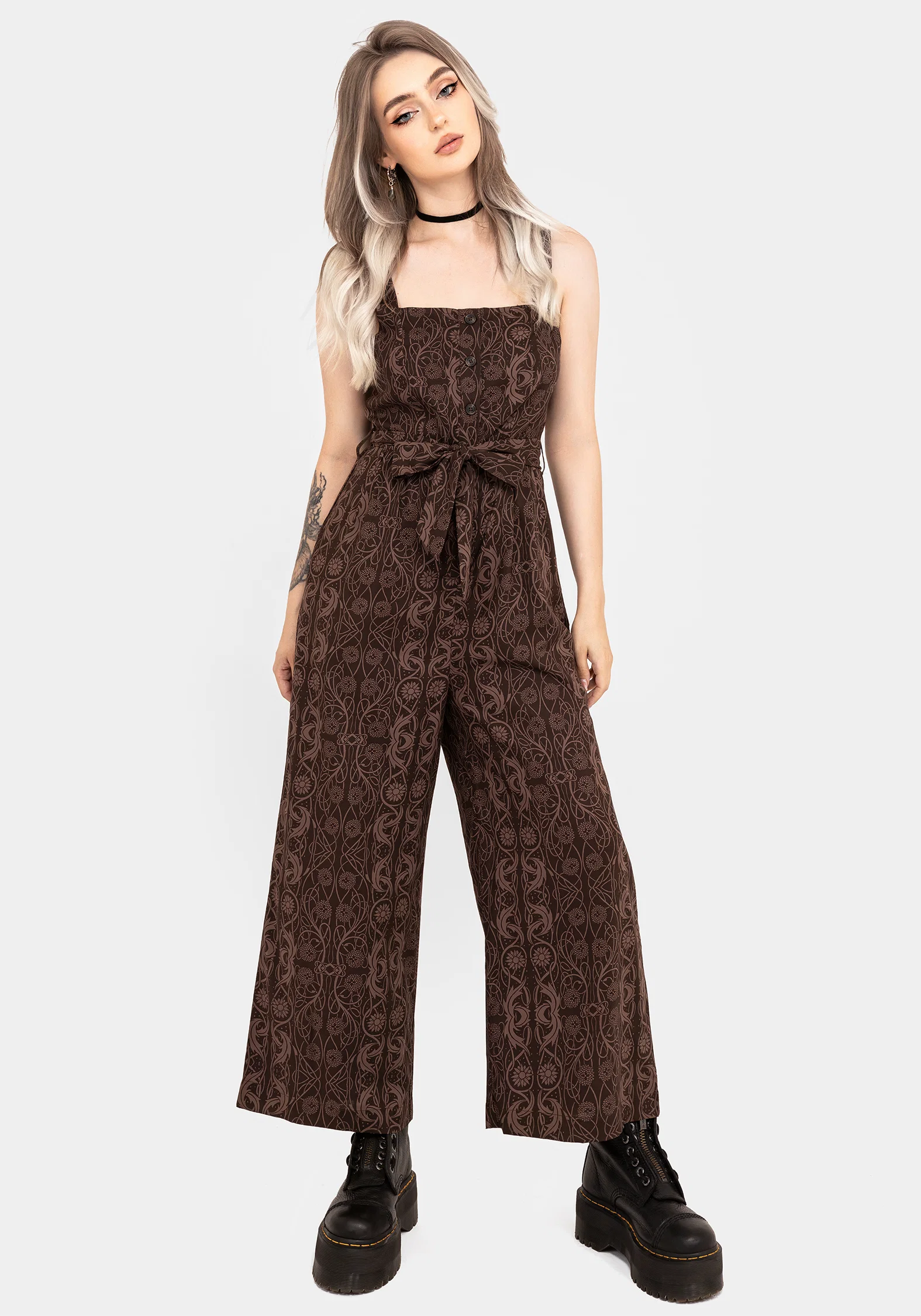 Fianna Wide Leg Jumpsuit - Brown - Image 6