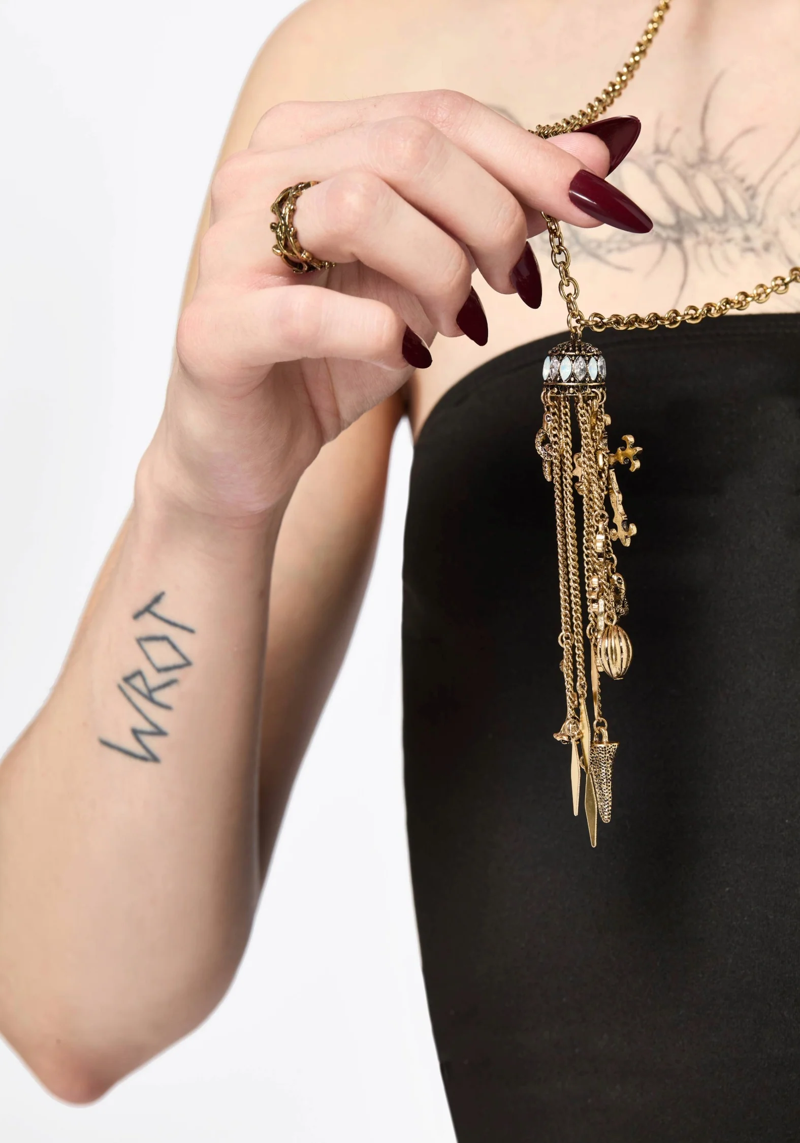 Flaren Charm Drop Necklace - Gold - Image 3
