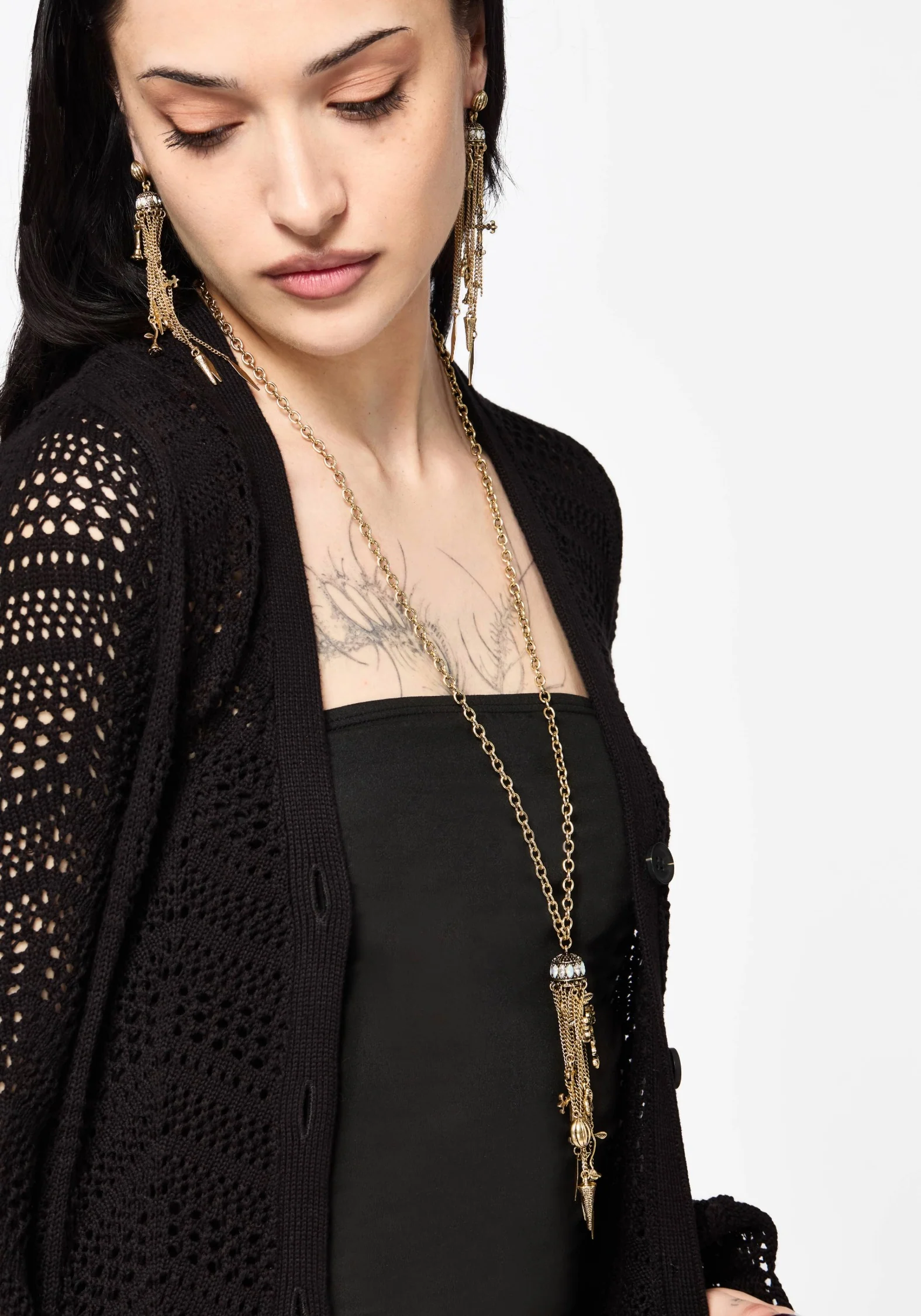 Flaren Charm Drop Necklace - Gold - Image 6