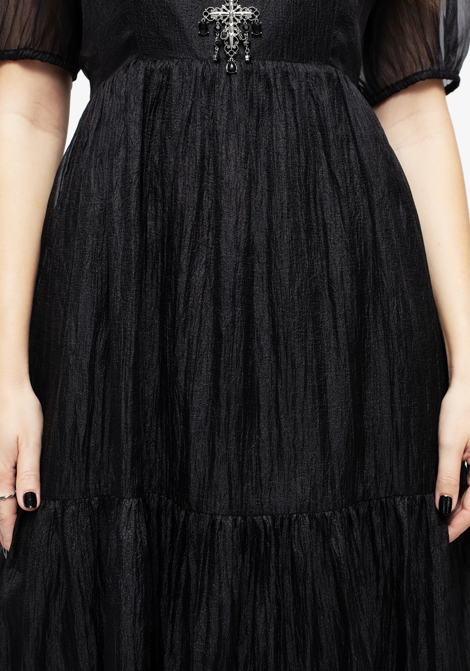 Flatline Puff Sleeve Tiered Midi Dress - Image 2