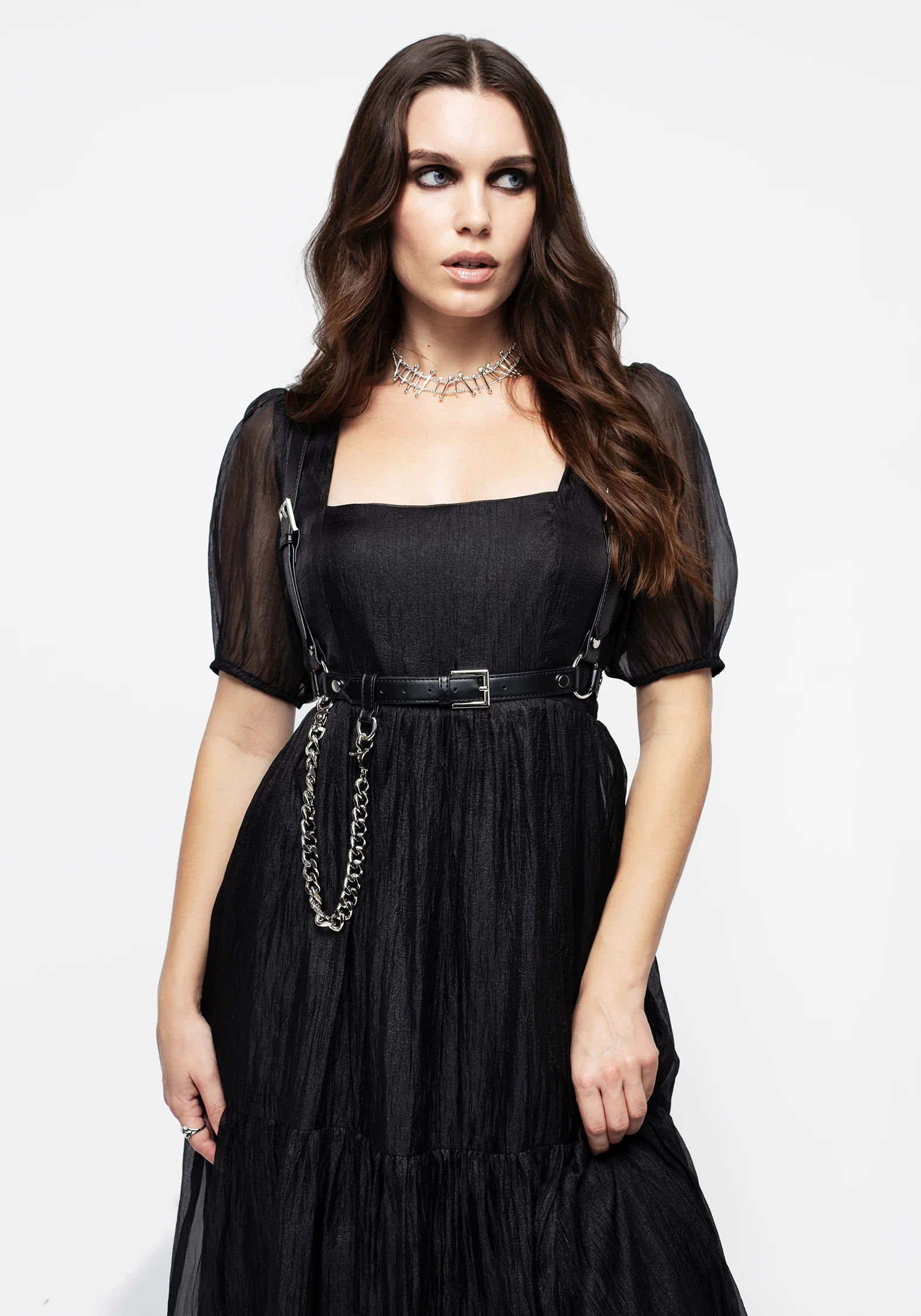 Flatline Puff Sleeve Tiered Midi Dress - Image 7